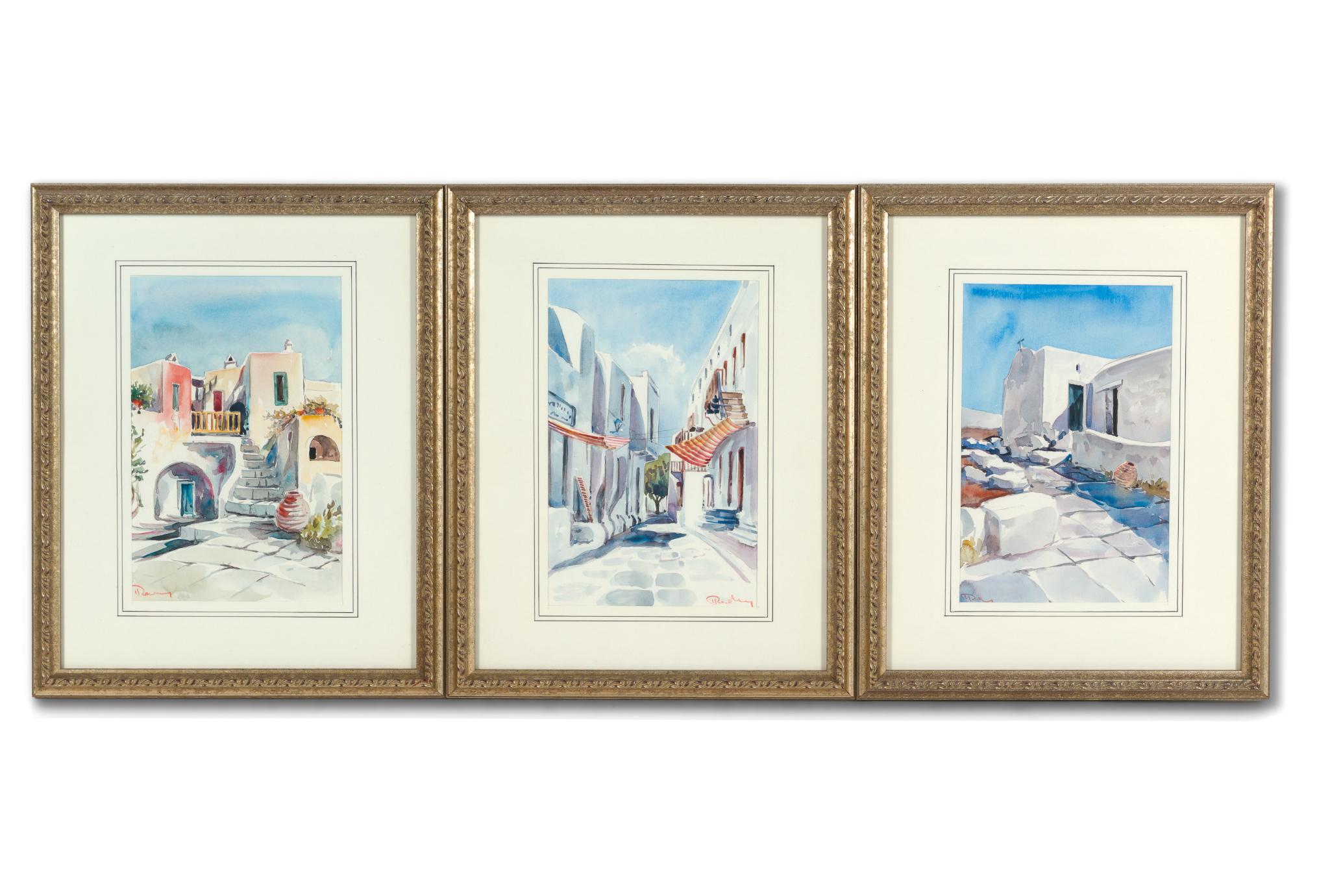 3 Framed Scenic Watercolors