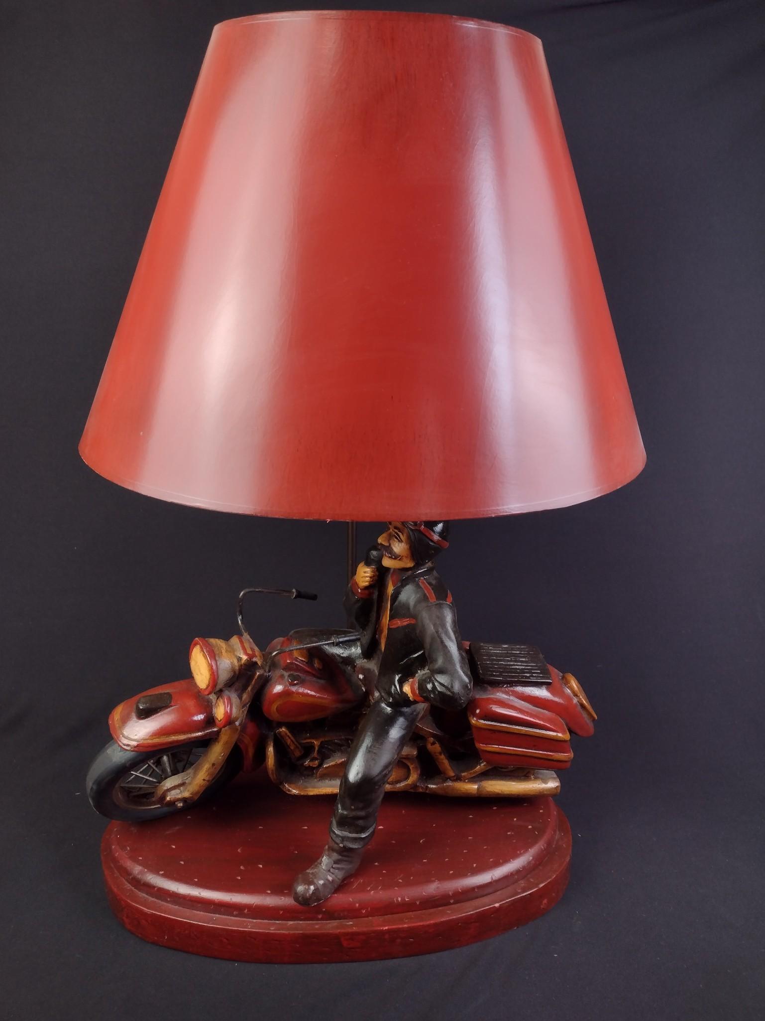 Motorcycle Rider Figural Novelty Lamp
