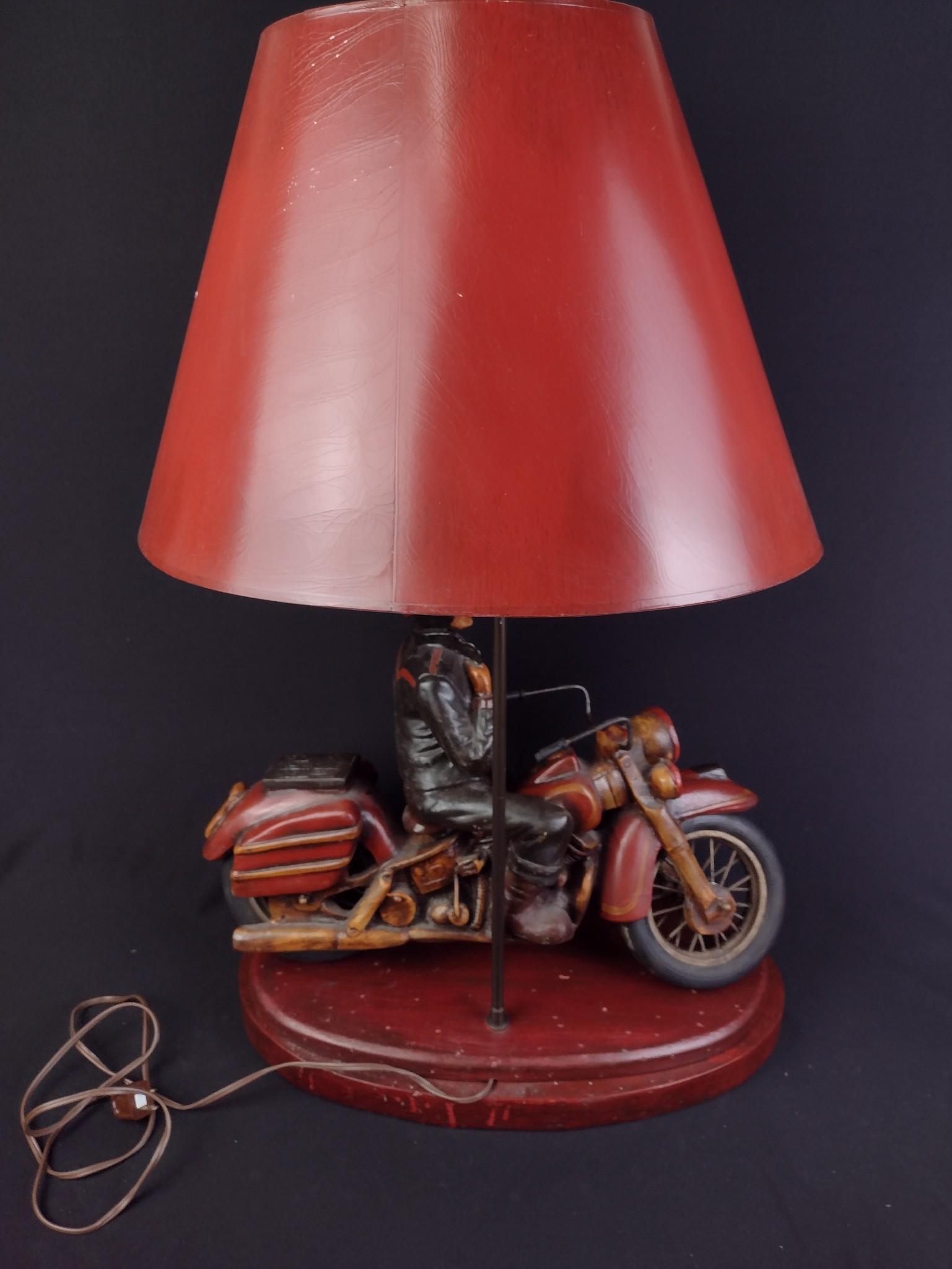 Motorcycle Rider Figural Novelty Lamp