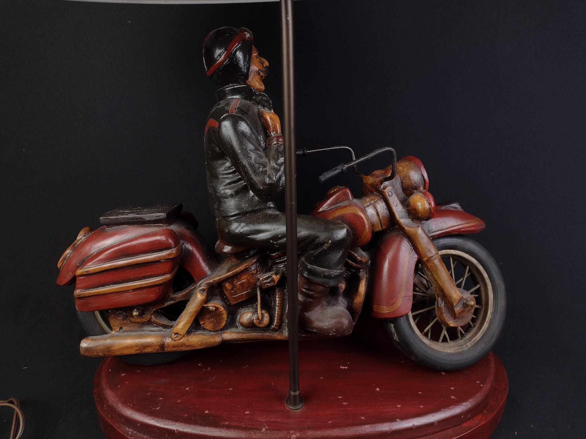 Motorcycle Rider Figural Novelty Lamp