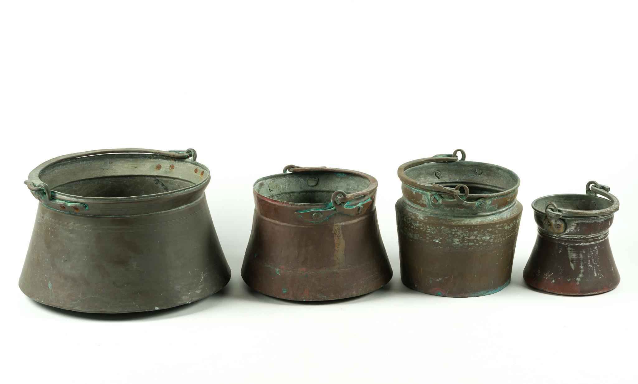 4 Antique Copper Pots or Cauldrons