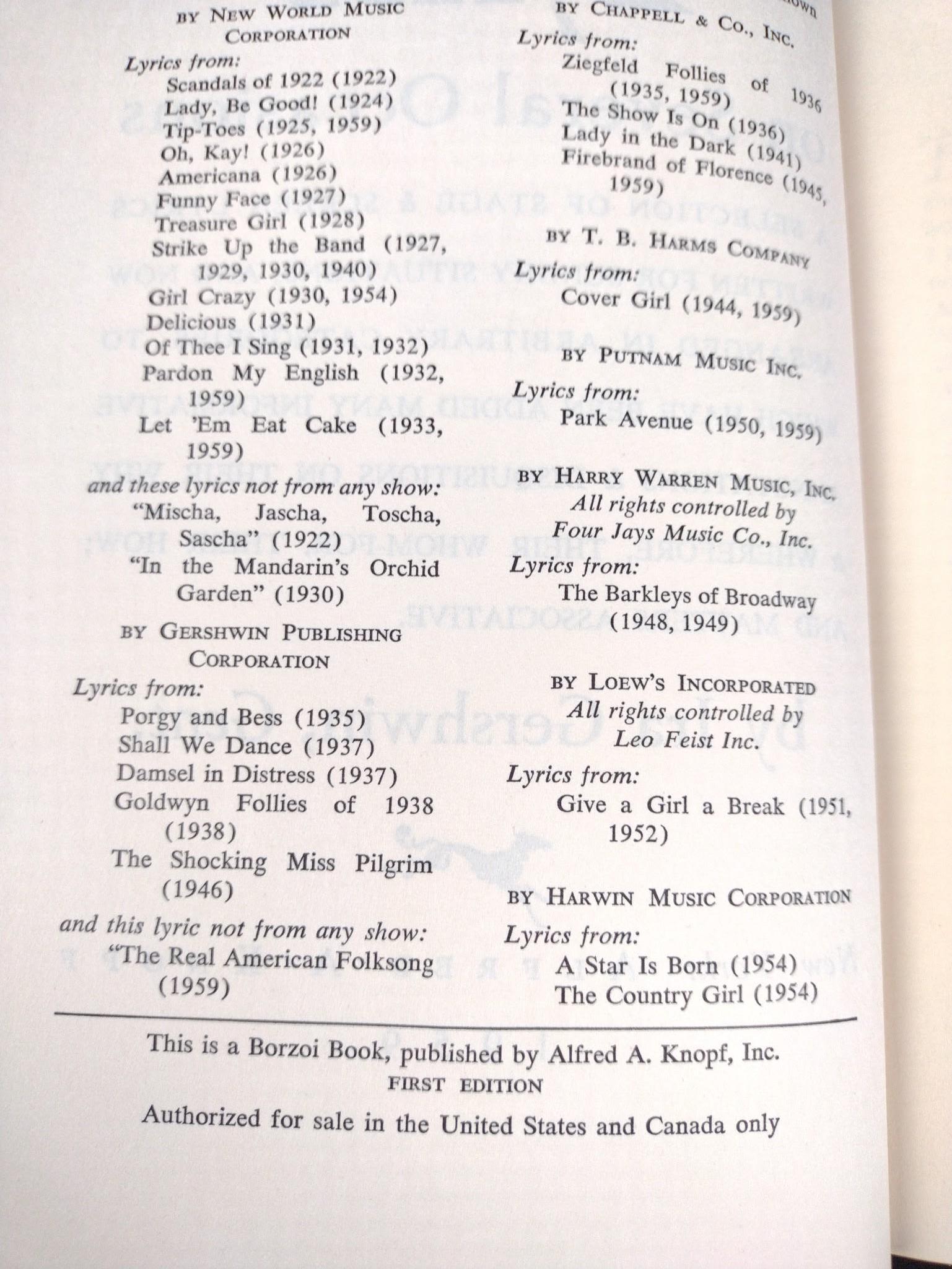3 Rare Books Incl. First Edition Ira Gershwin & F. Scott Fitzgerald