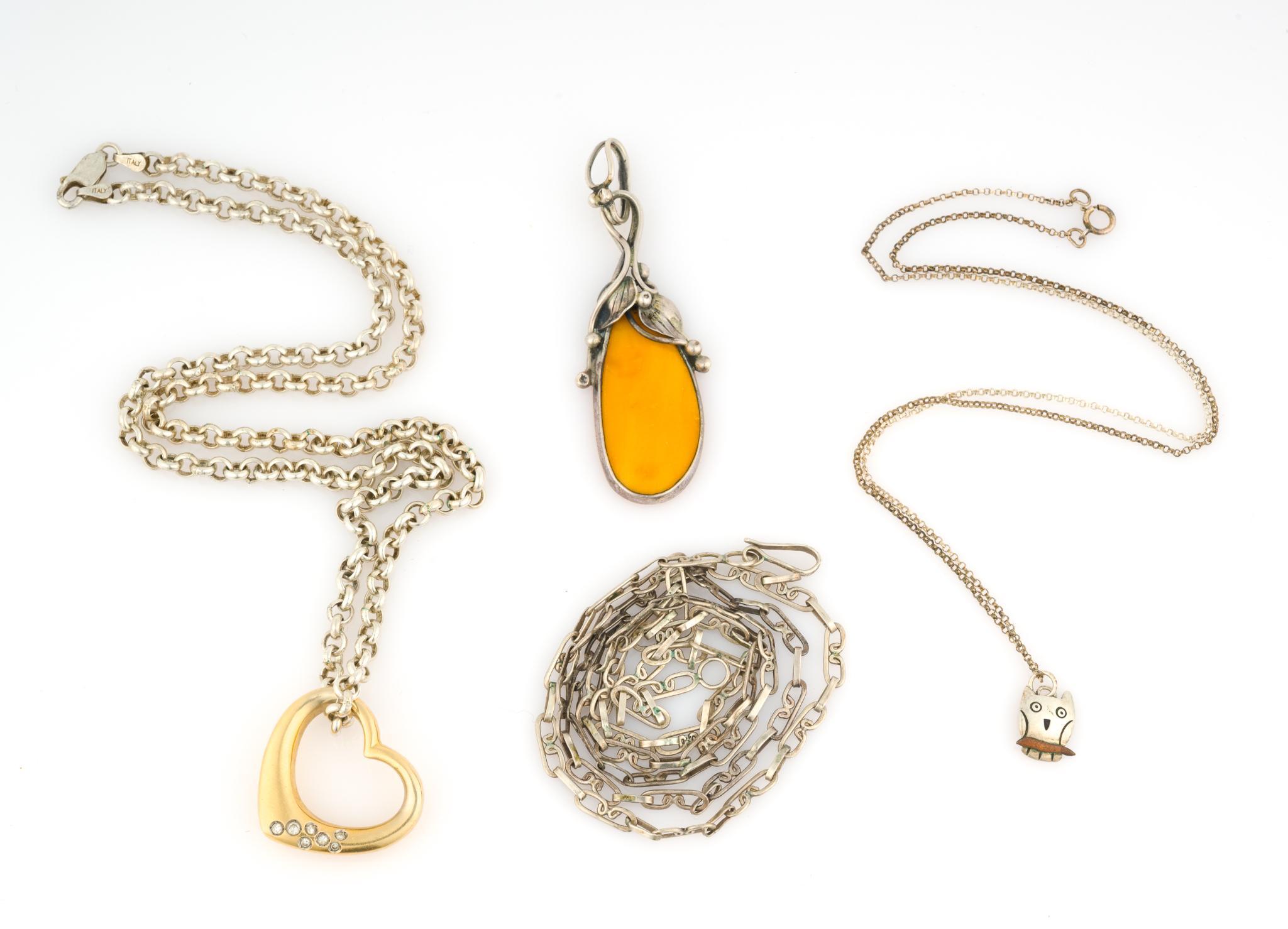 3 Sterling Silver Necklaces