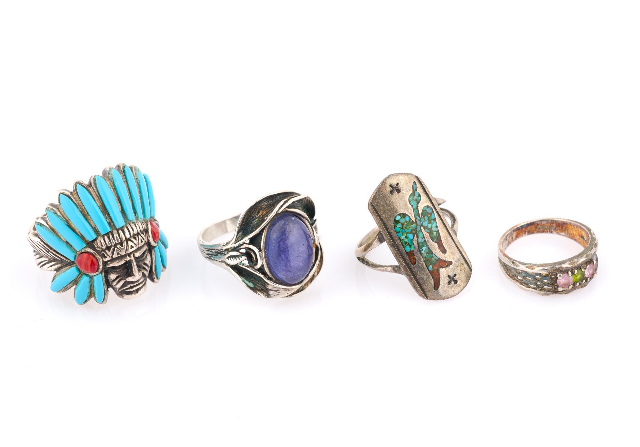4 Sterling Silver Southwestern Rings