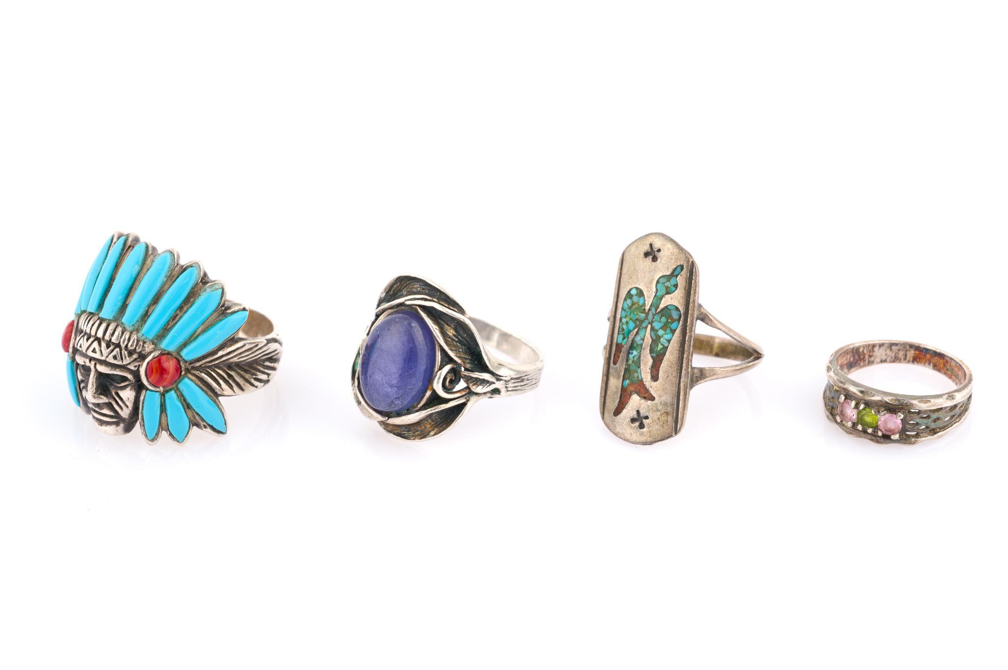 4 Sterling Silver Southwestern Rings