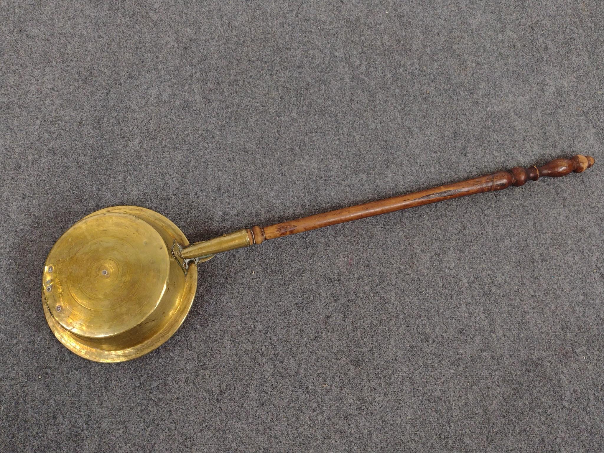 Brass Andirons and Bed Warmer