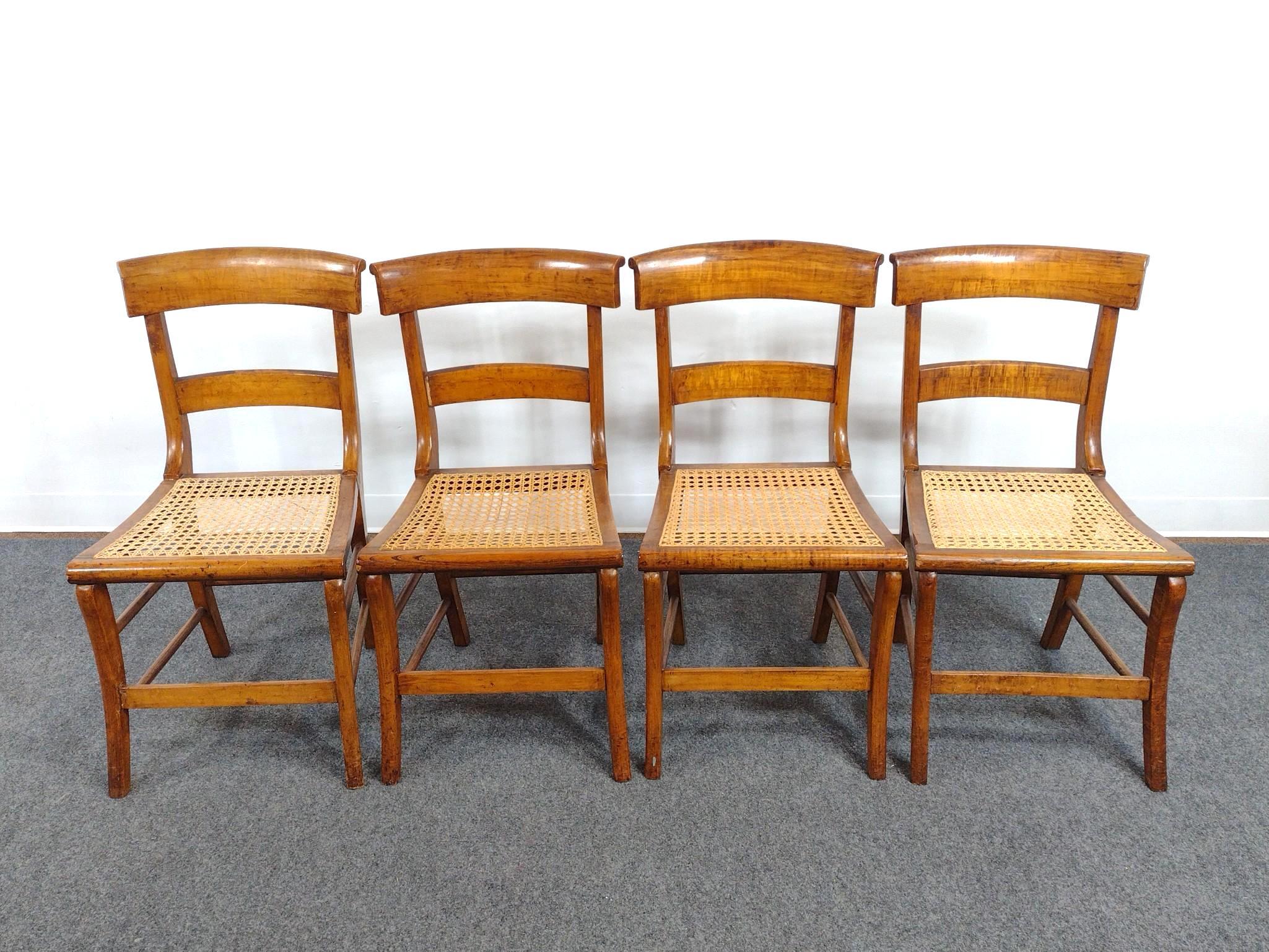 4 Antique Cane Seated Chairs