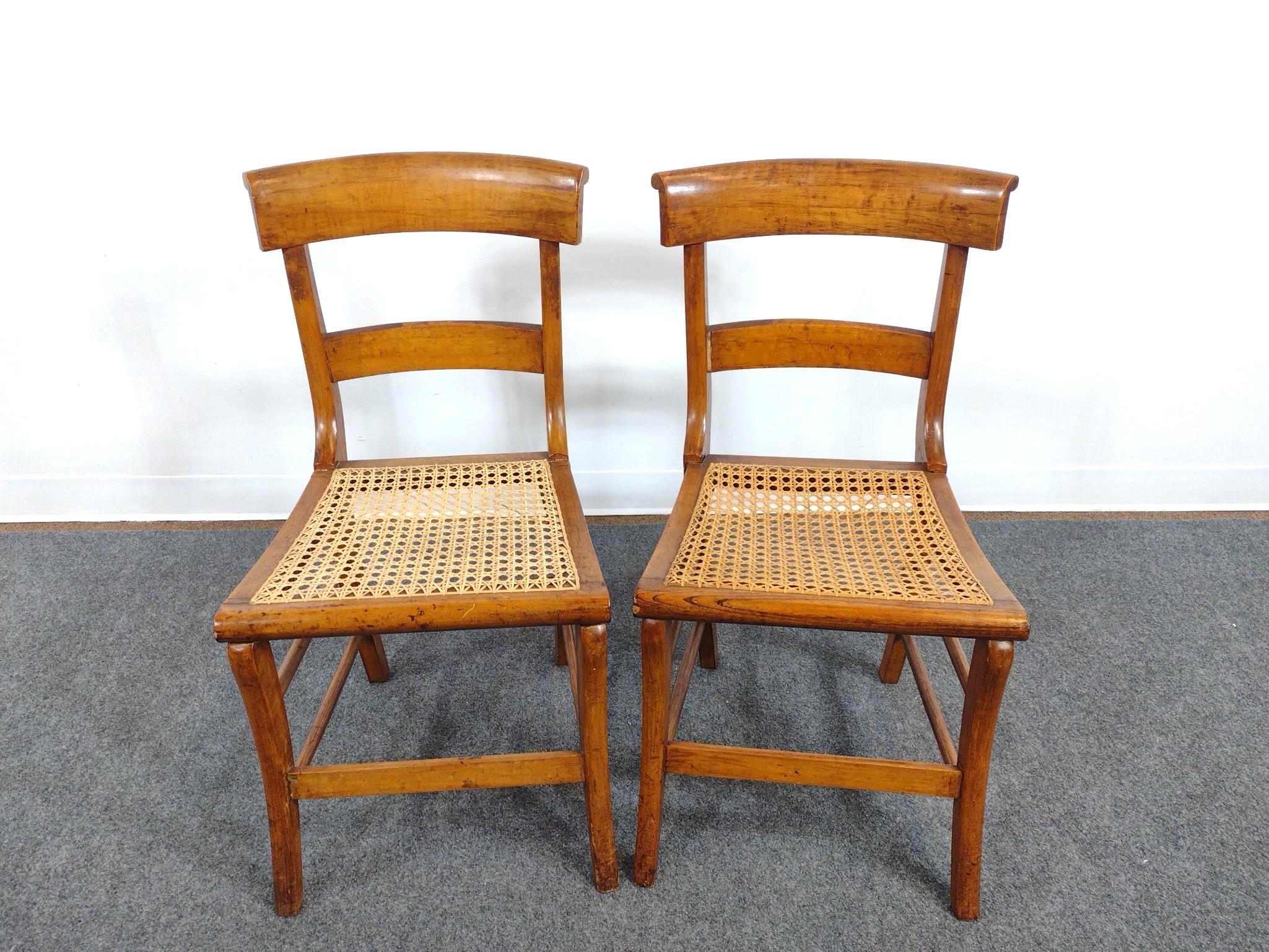 4 Antique Cane Seated Chairs