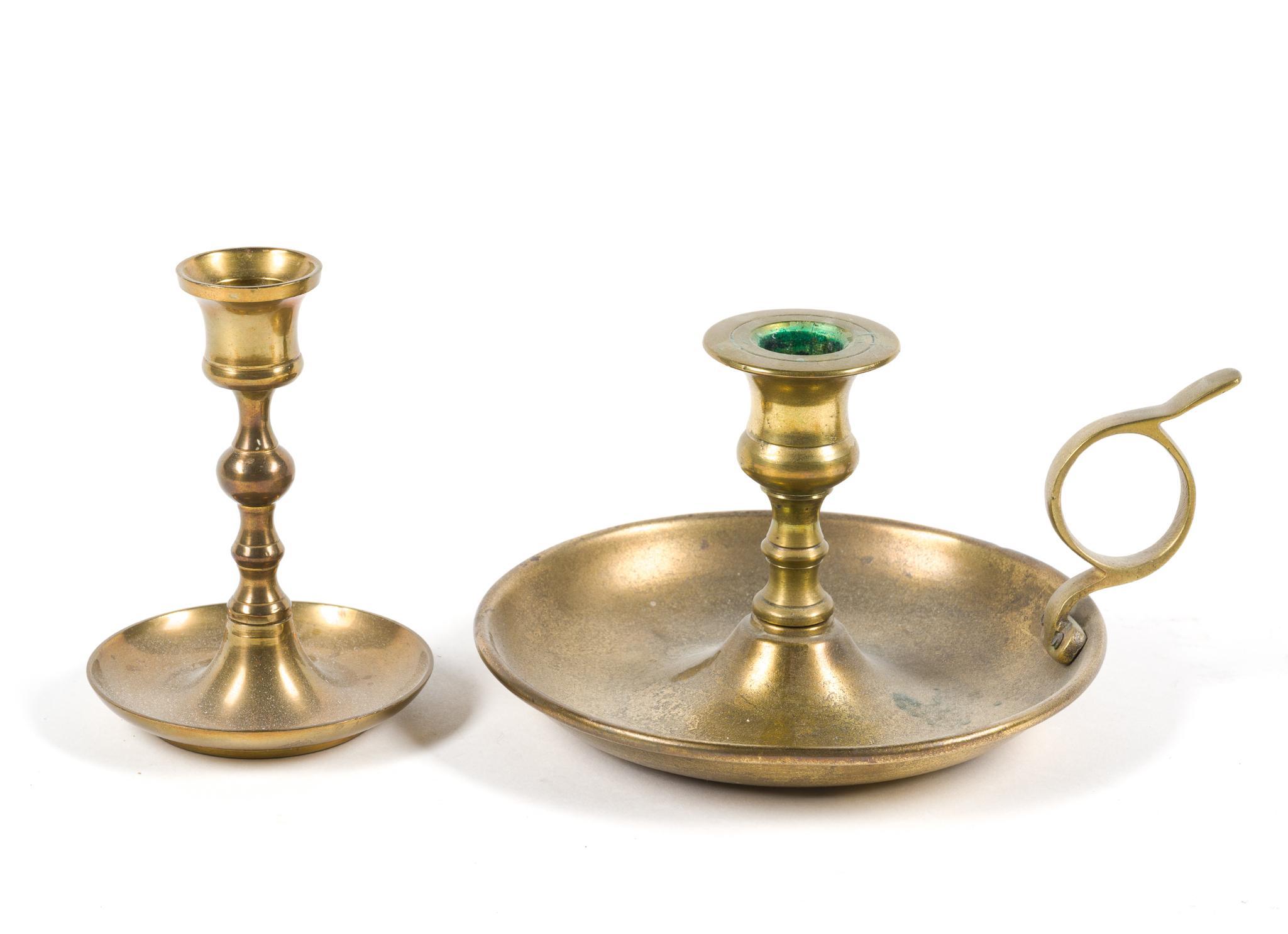 6 Brass Candlesticks, Cast Iron Bank & Copper Bird