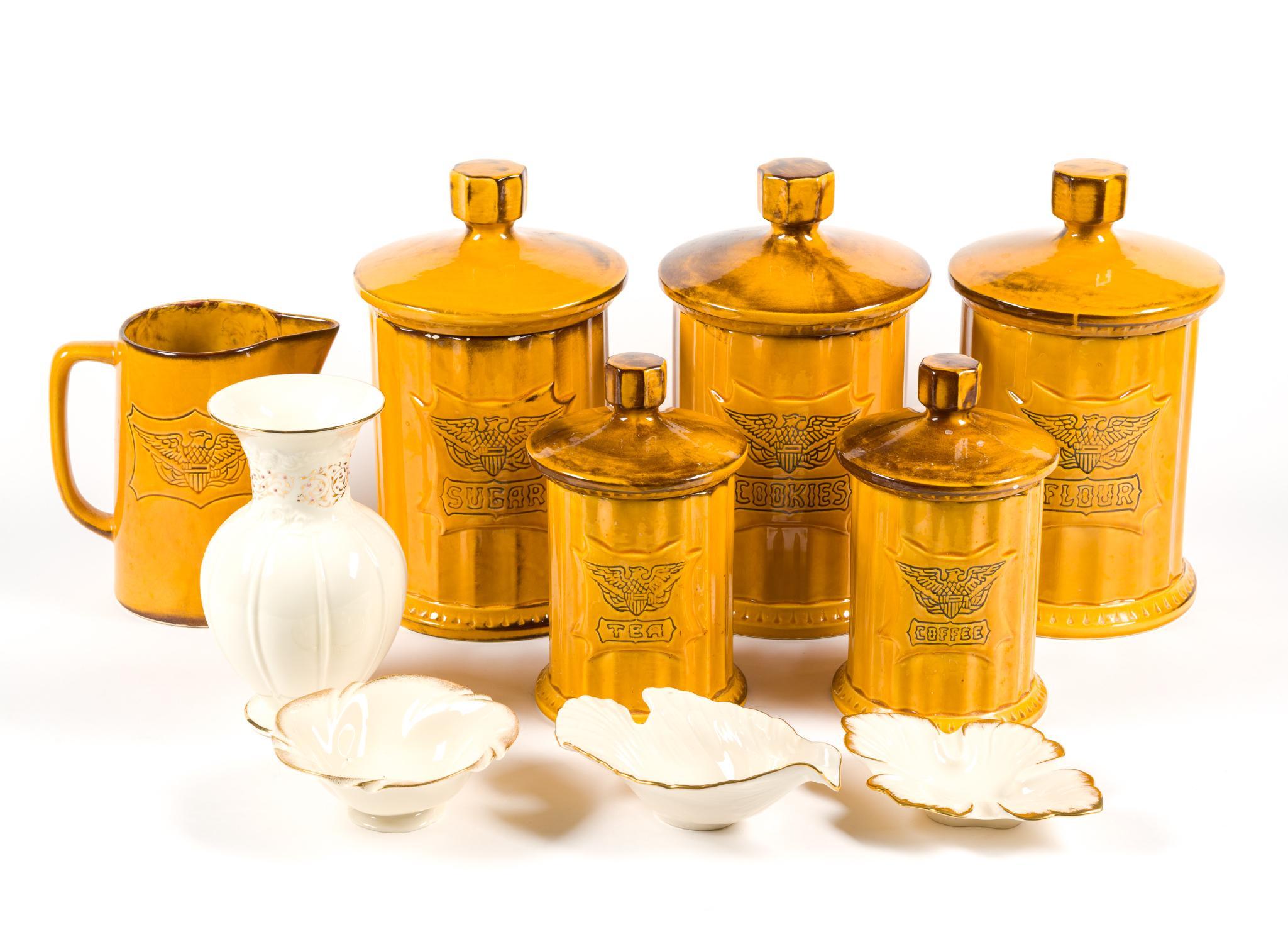Set of 6 Mid-Century Canisters & 4 Lenox