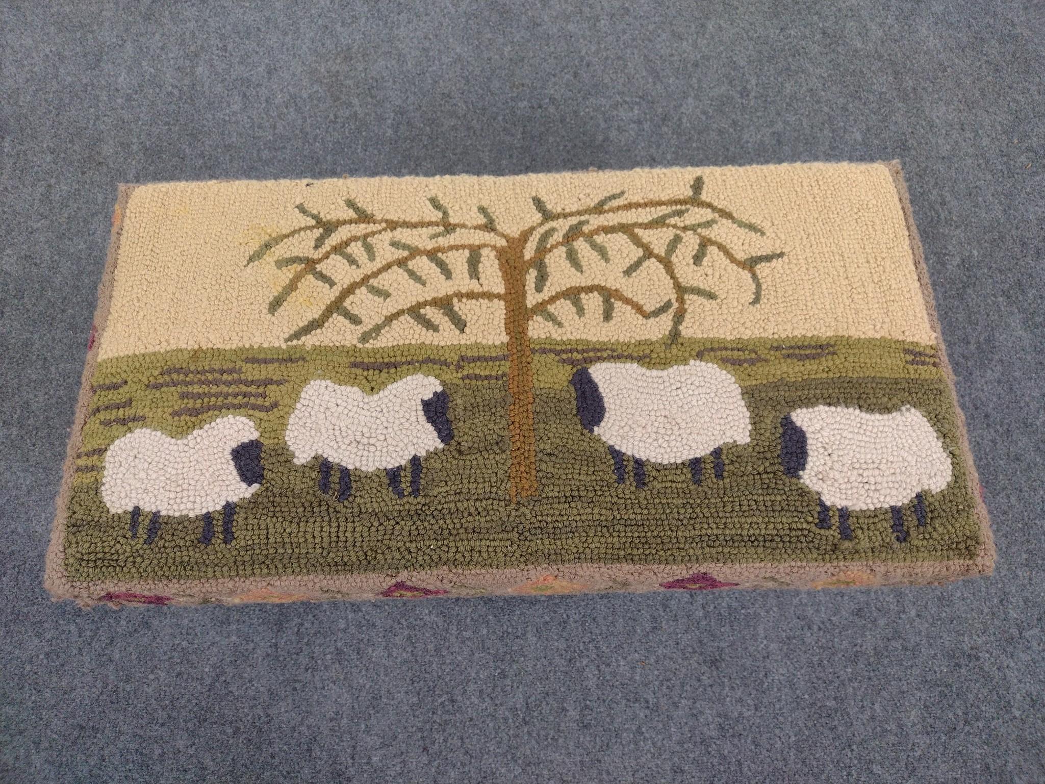Park Designs Willow & Sheep Hooked Yarn Bench
