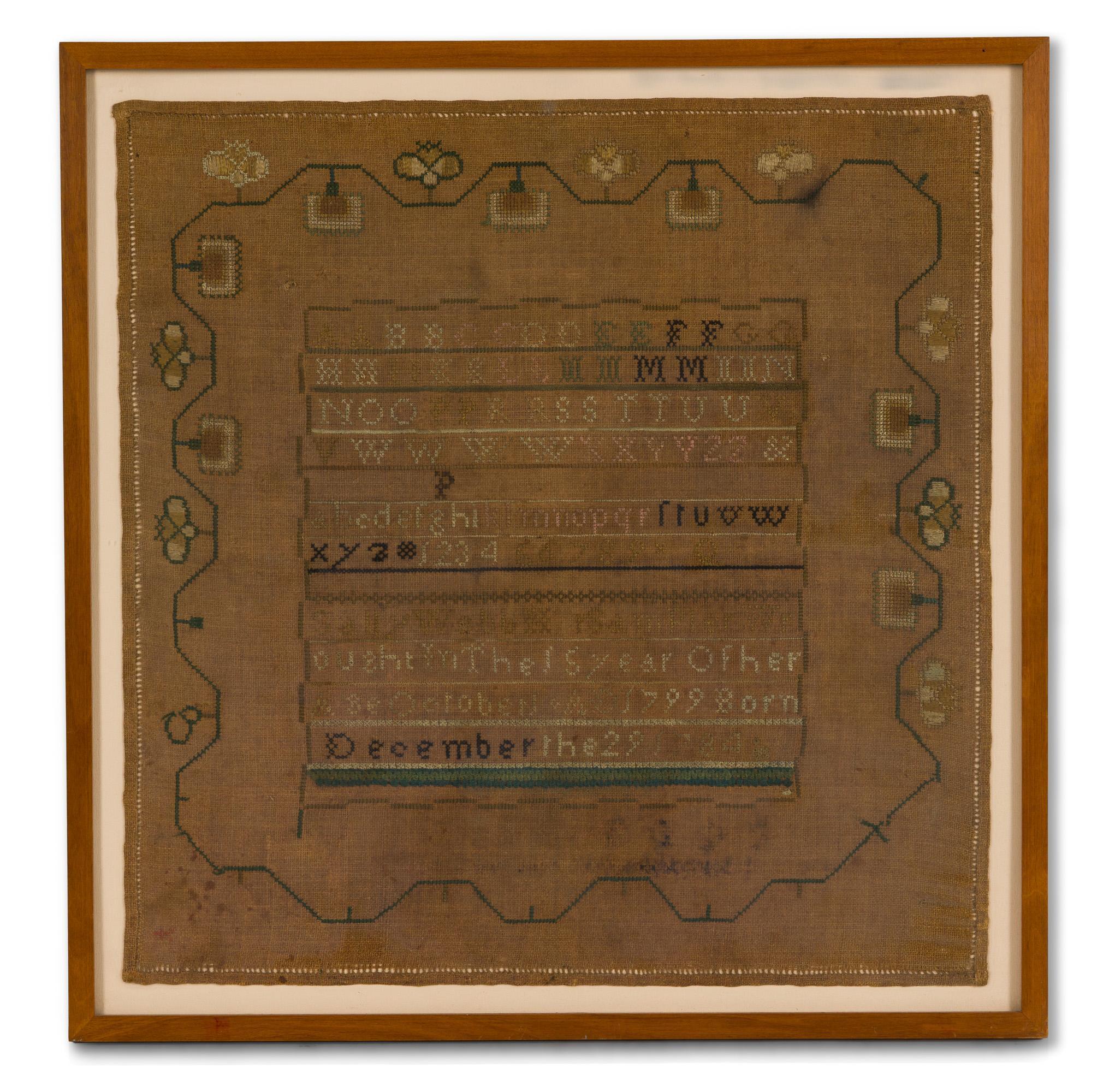 1784 Framed Needlework Sampler