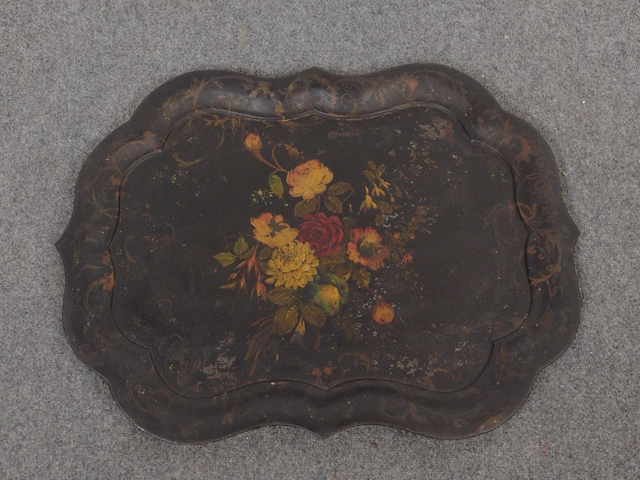 Victorian Hand Painted Tole Tray