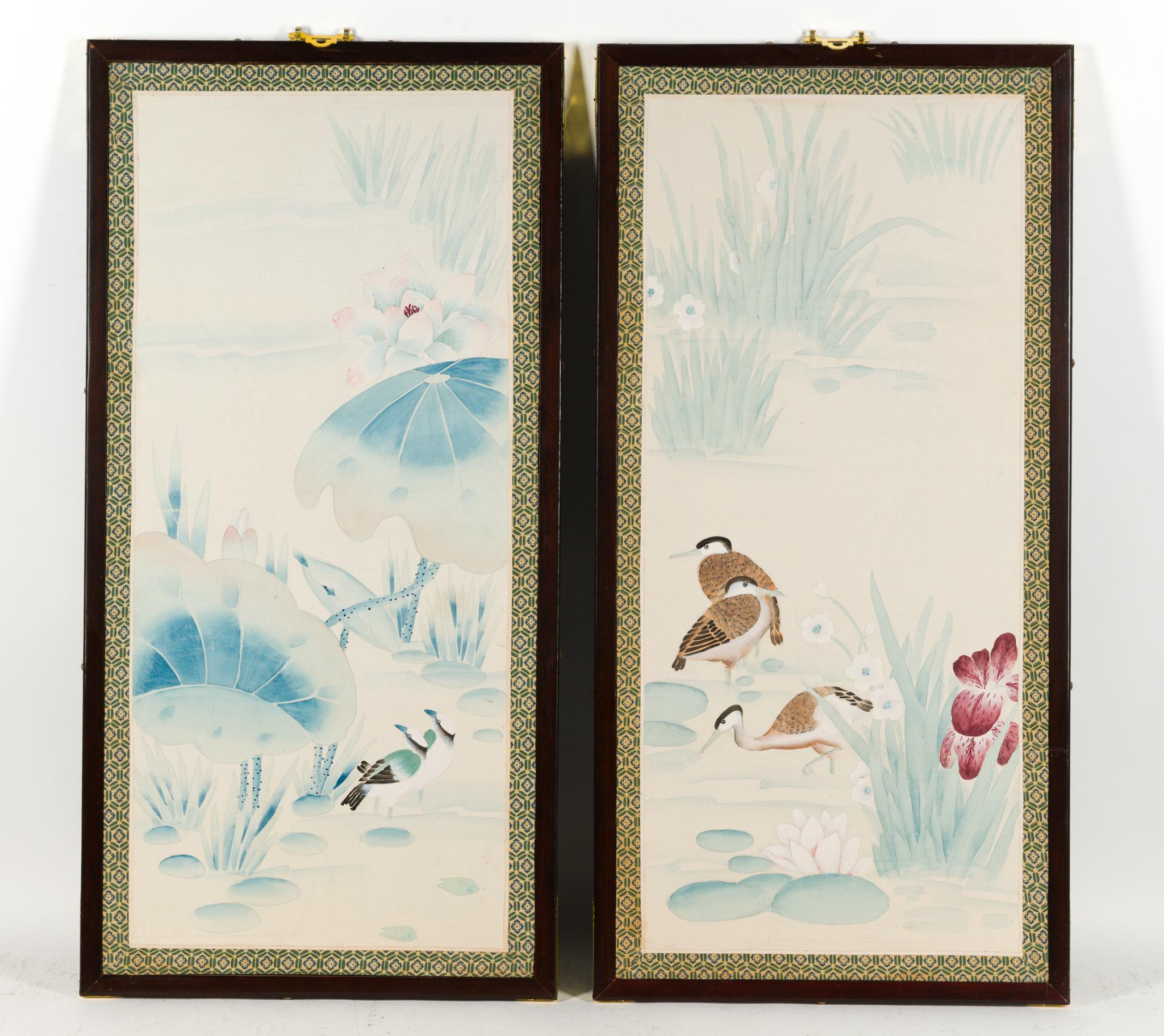 Pair of Hand Painted Chinese Silk Panels