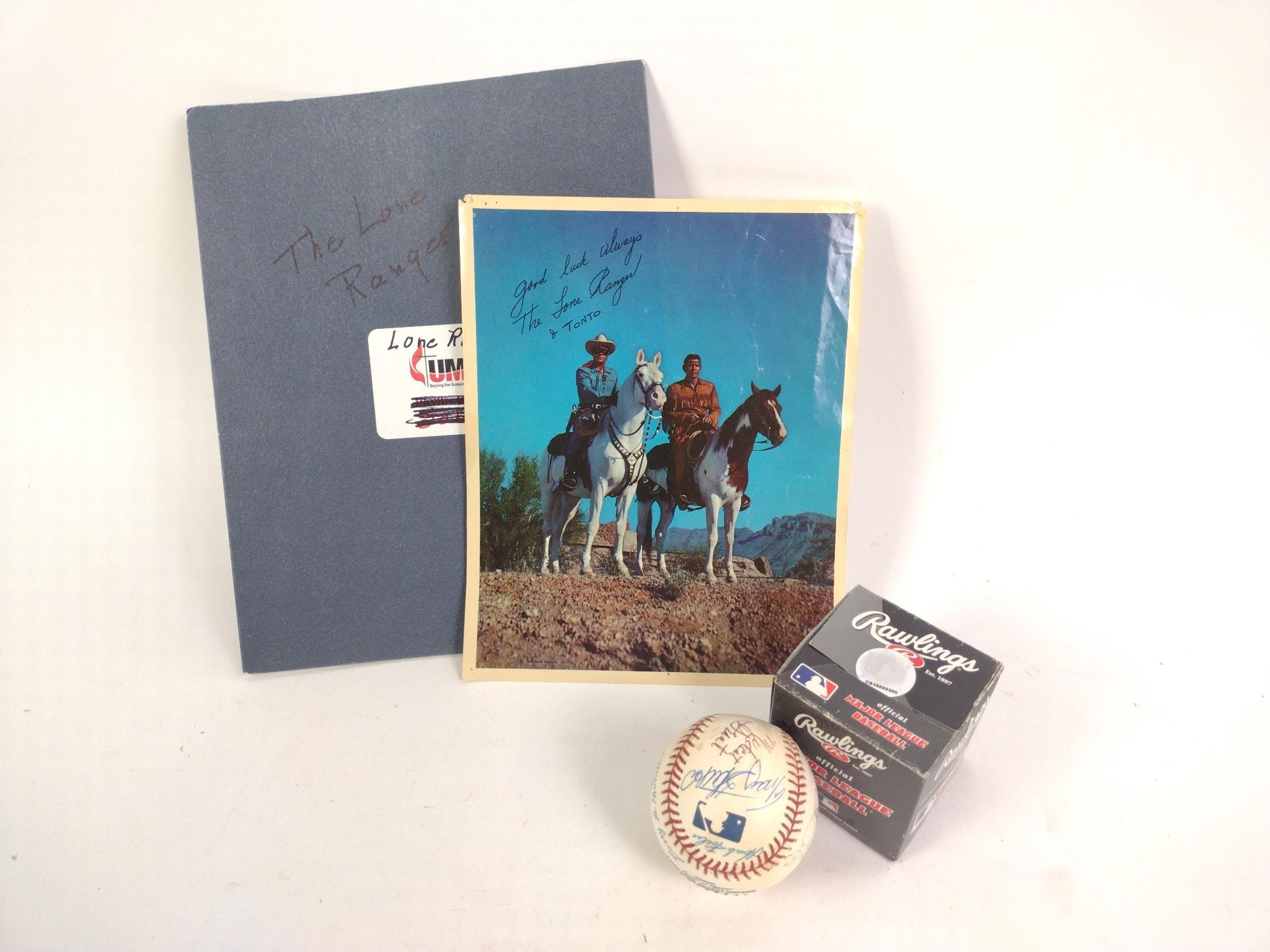 Autographed Baseball & Autographed Lone Ranger Picture
