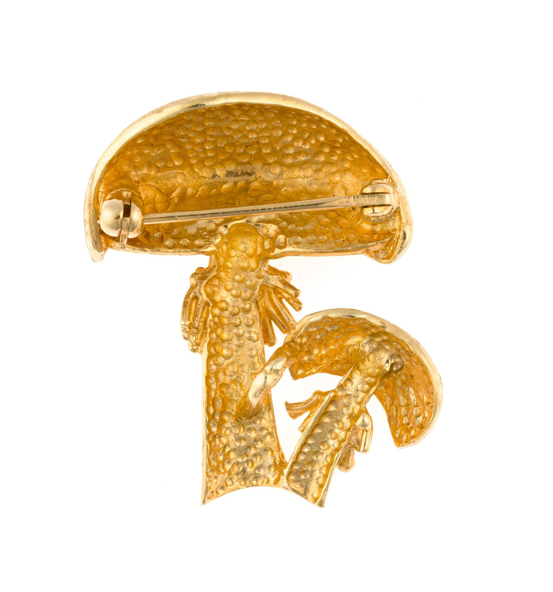 14K Gold Mushroom Brooch