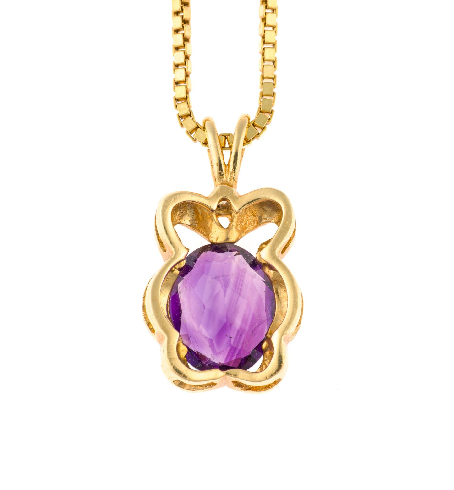 14K Gold and Amethyst Pendant Necklace