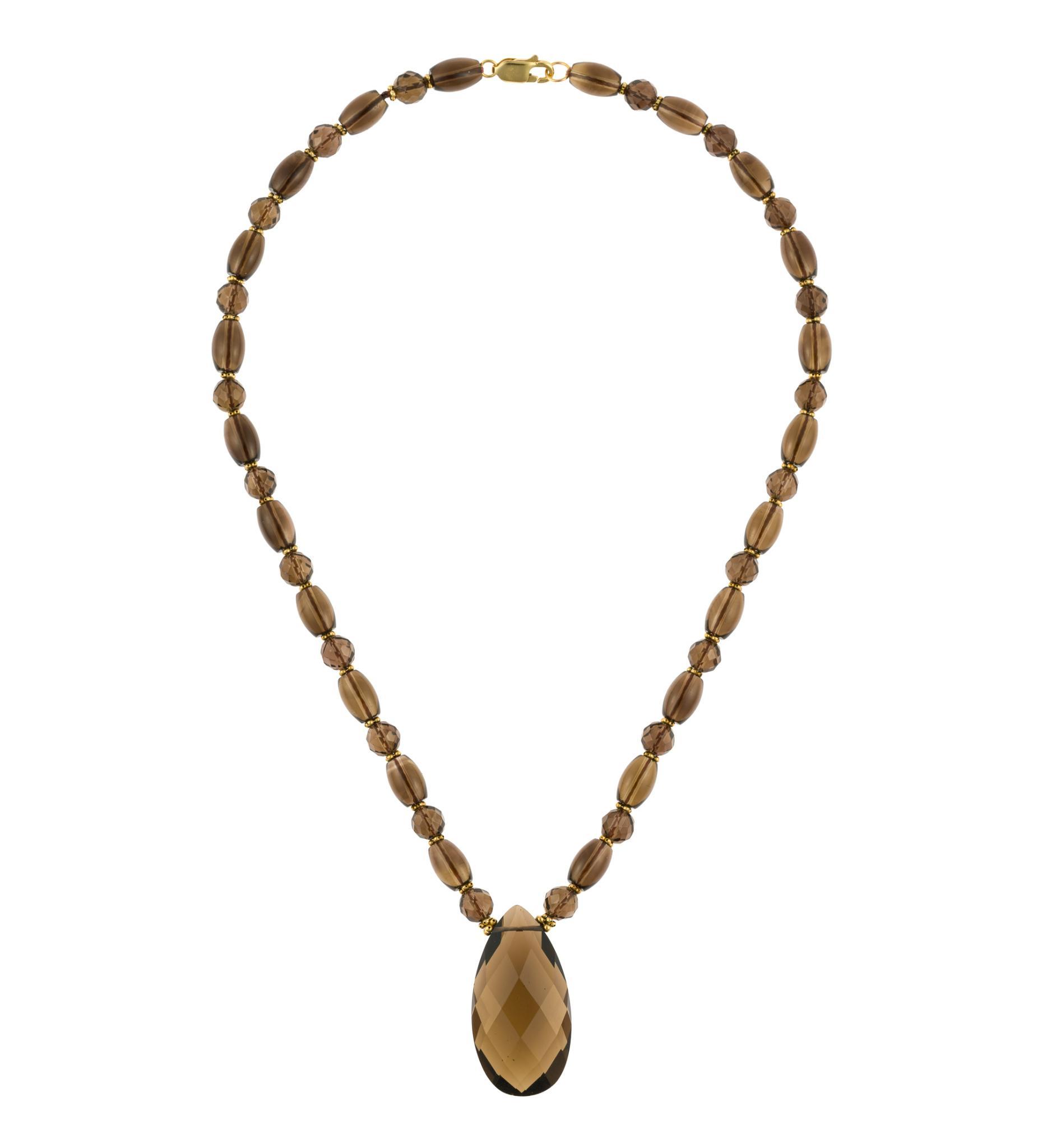 14K Gold and Smoky Quartz Necklace