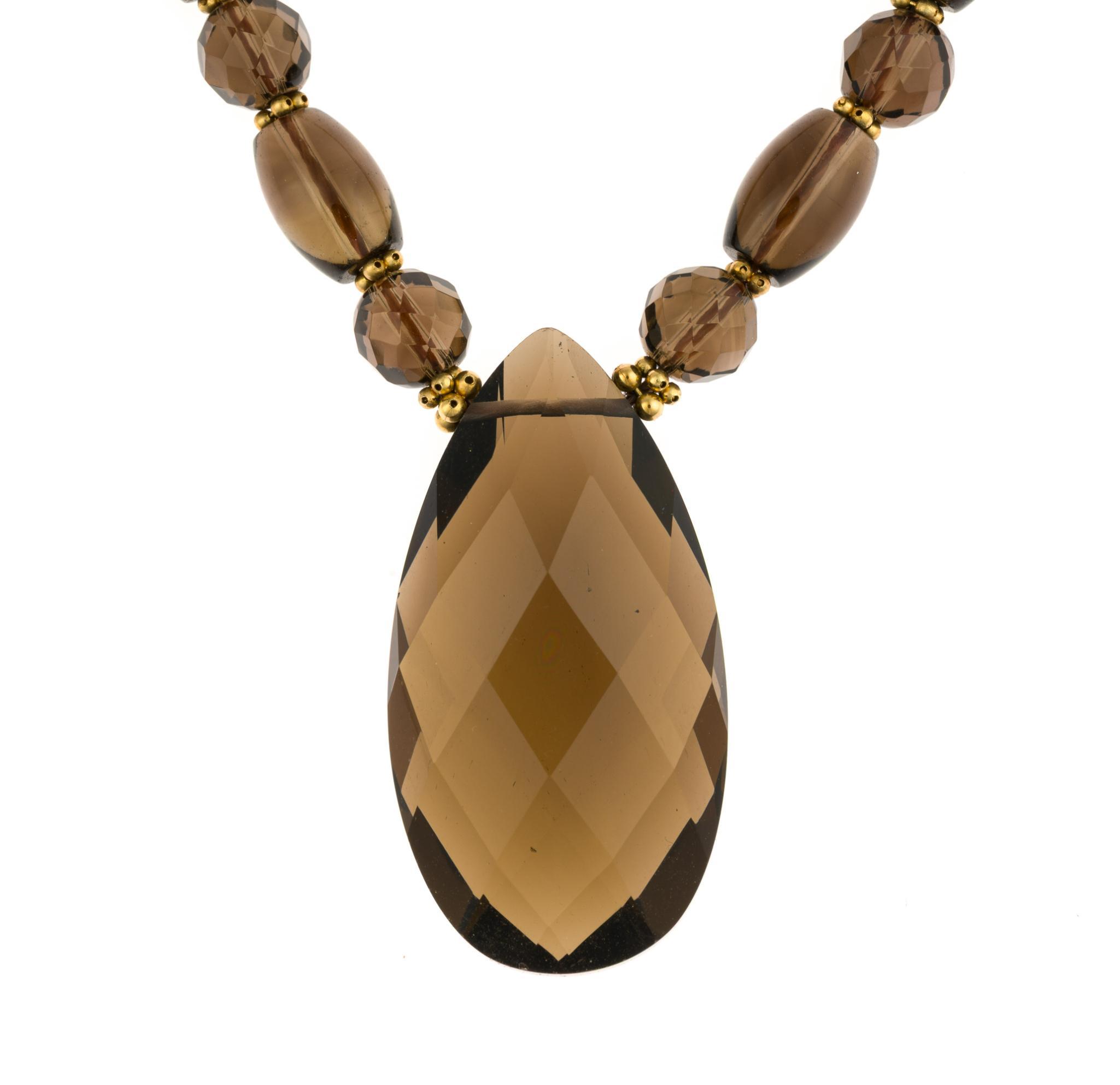 14K Gold and Smoky Quartz Necklace
