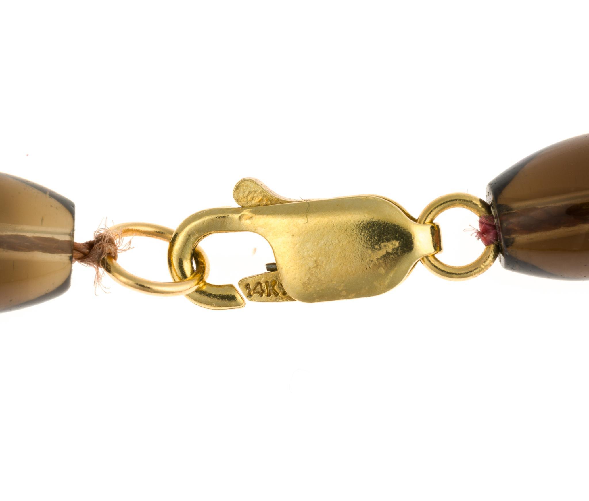 14K Gold and Smoky Quartz Necklace