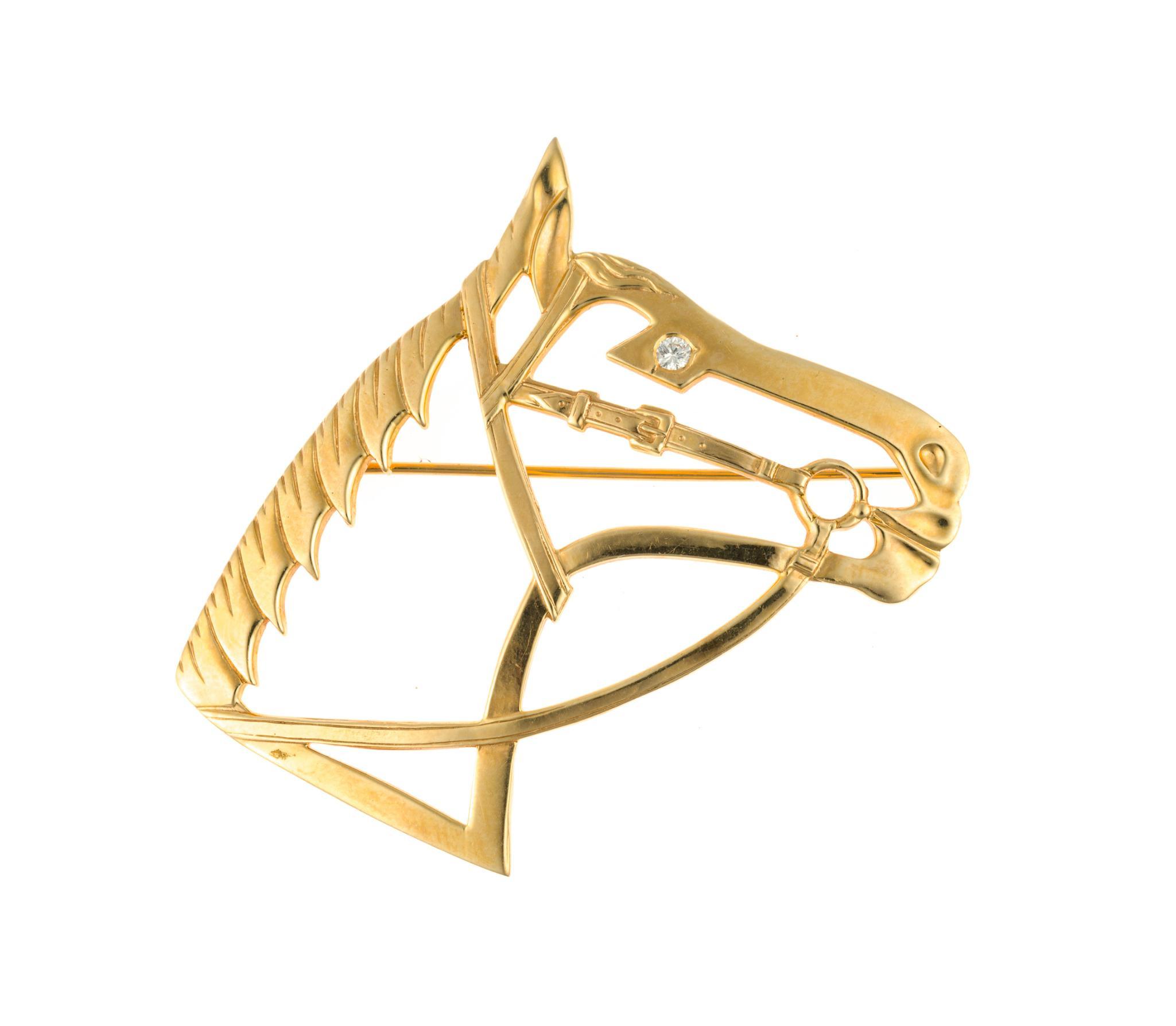 14K Gold Equestrian Horse Brooch