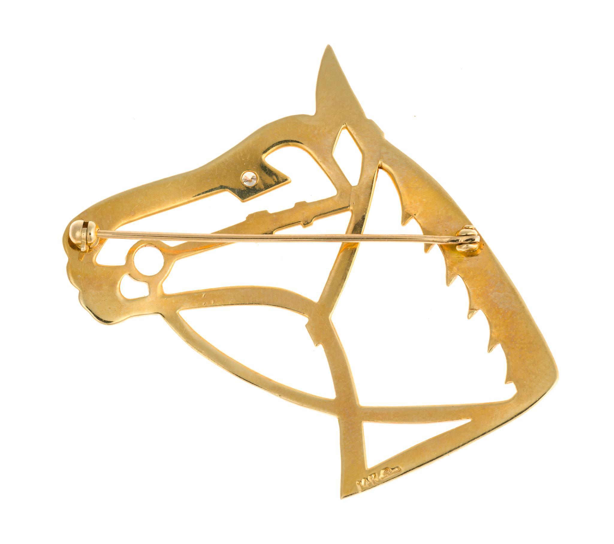 14K Gold Equestrian Horse Brooch