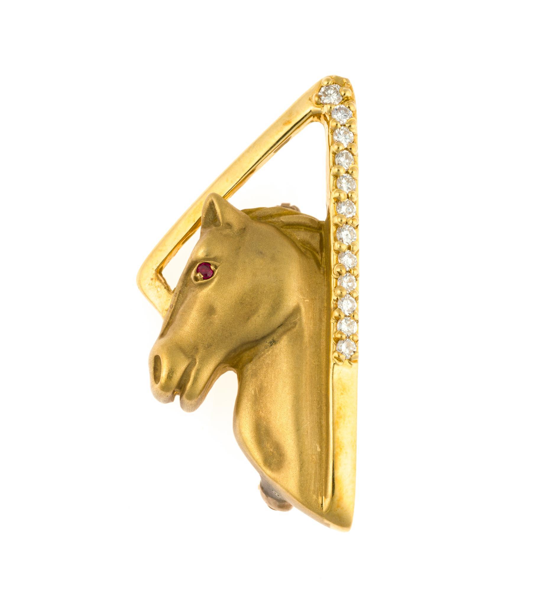 18K Gold Equestrian Horse Brooch