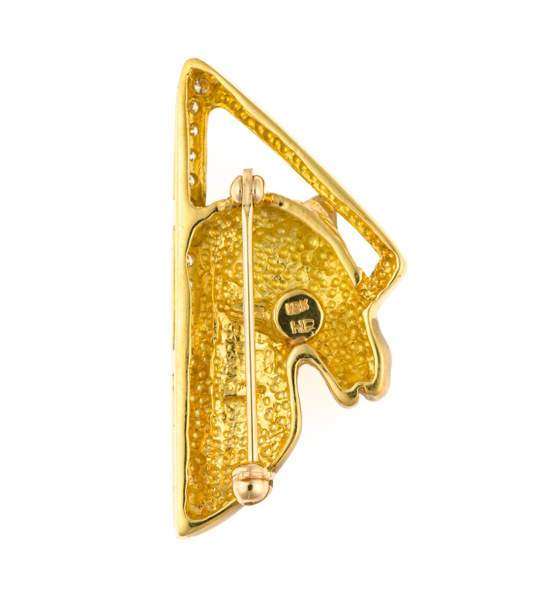 18K Gold Equestrian Horse Brooch