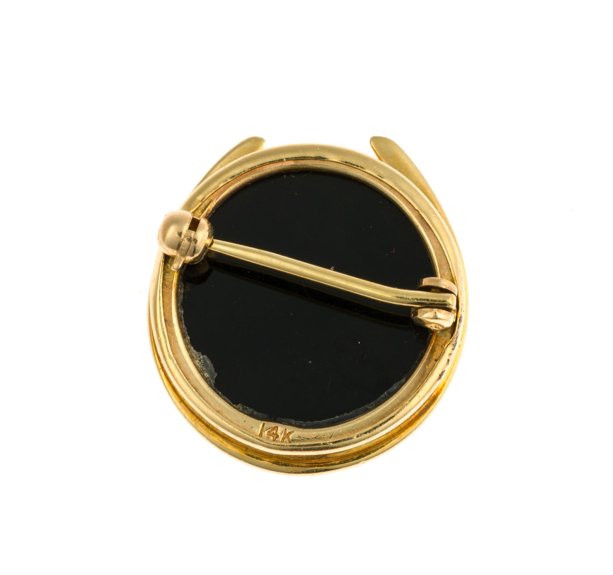 14K Gold and Blue Agate Cameo Equestrian Jewelry Set