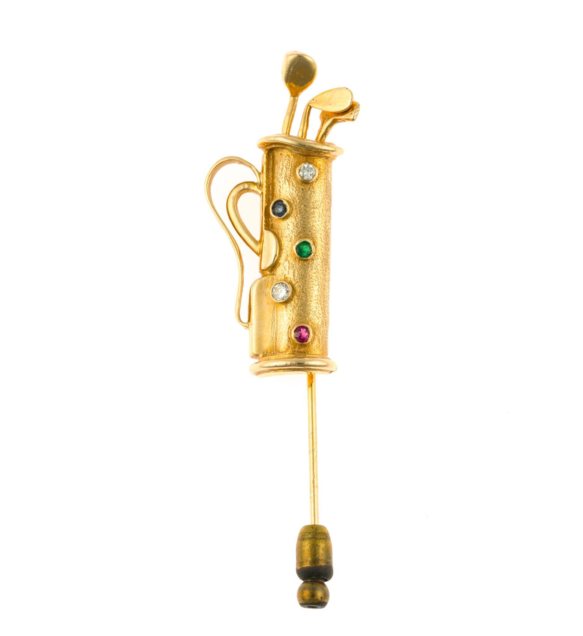 14K Gold Golf Clubs Stick Pin