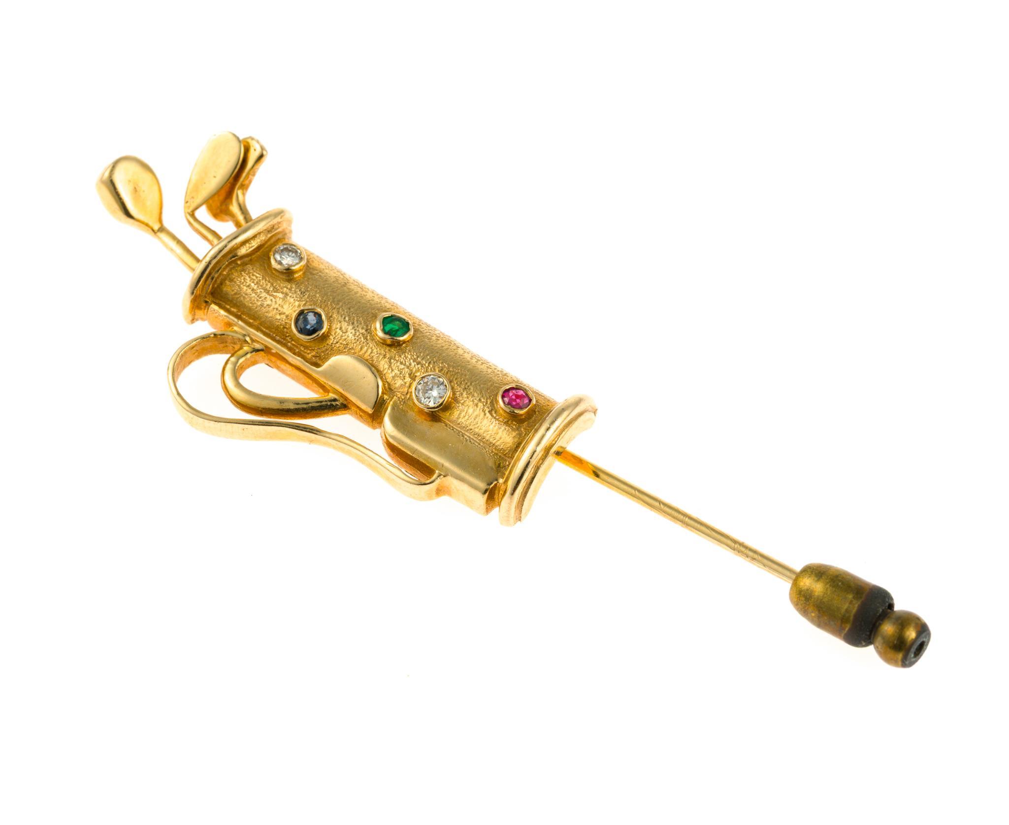 14K Gold Golf Clubs Stick Pin