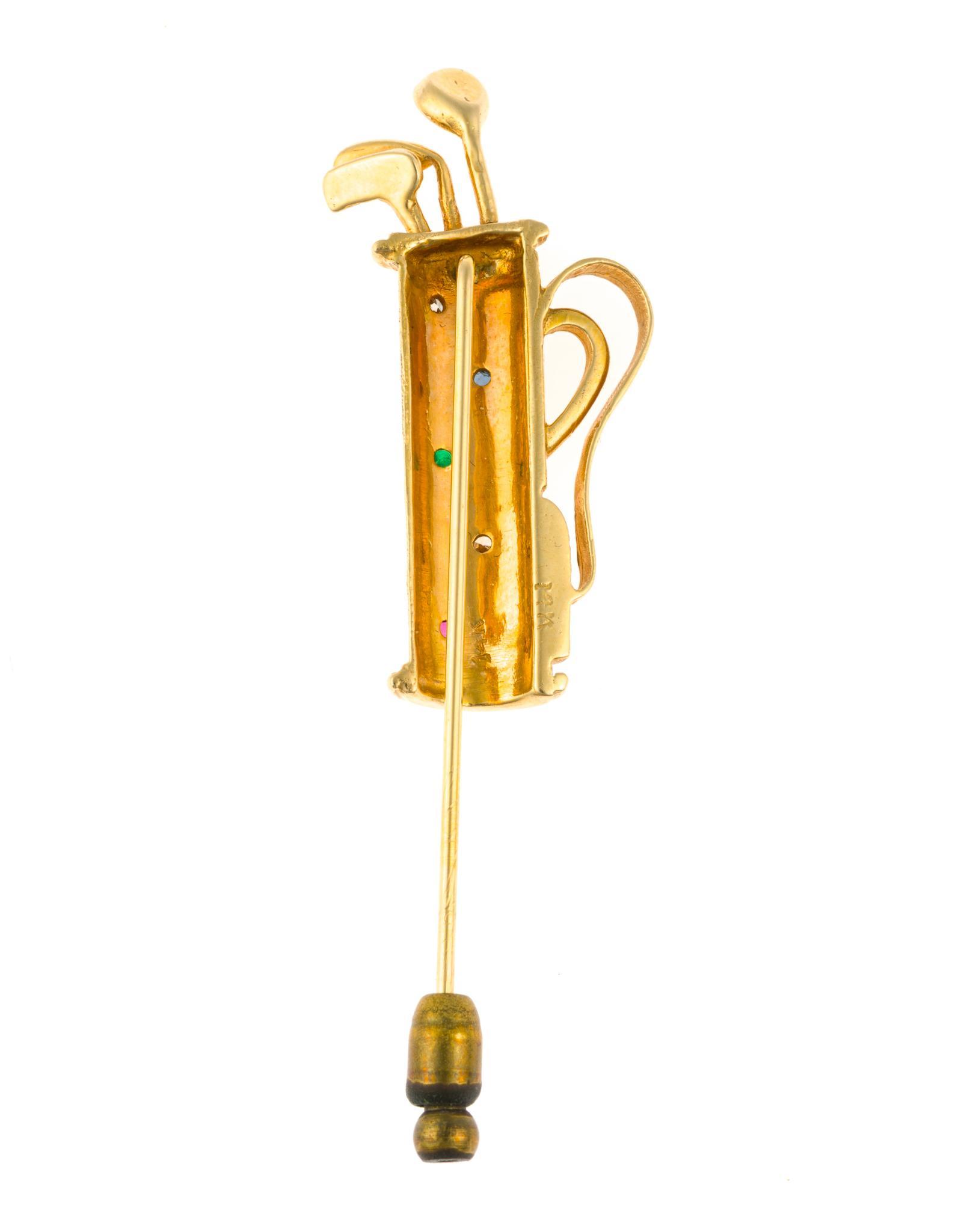 14K Gold Golf Clubs Stick Pin