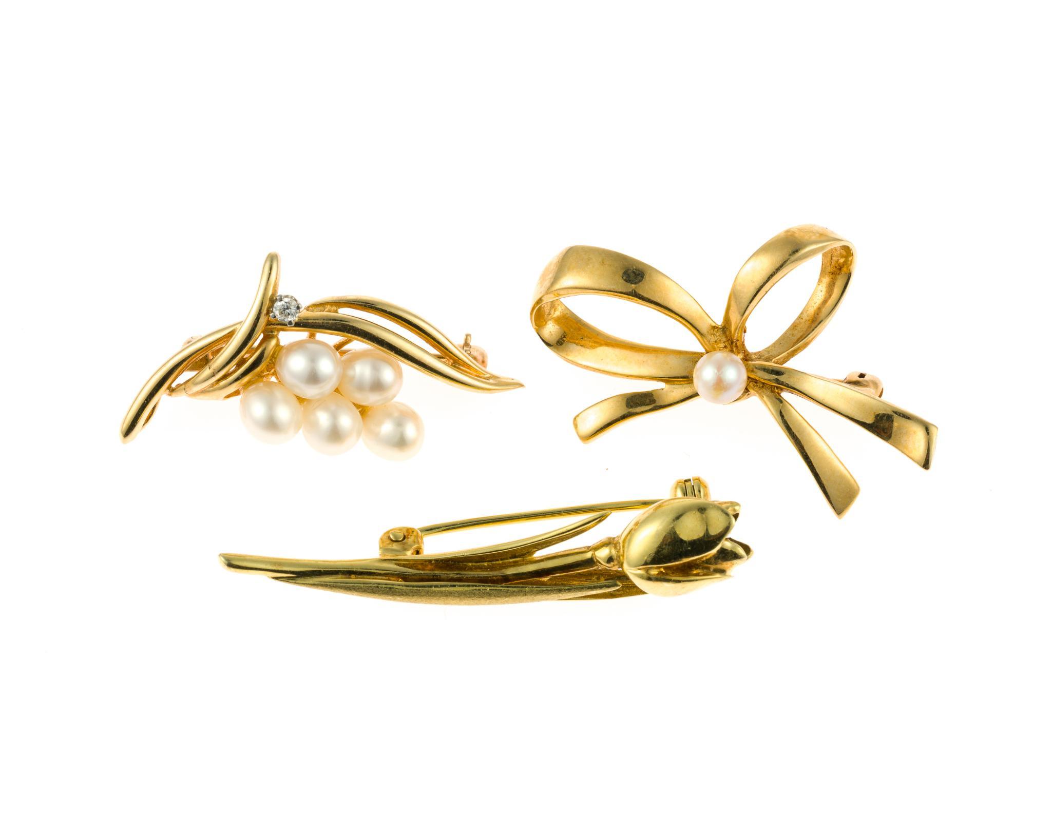 Three 14K Gold Brooches