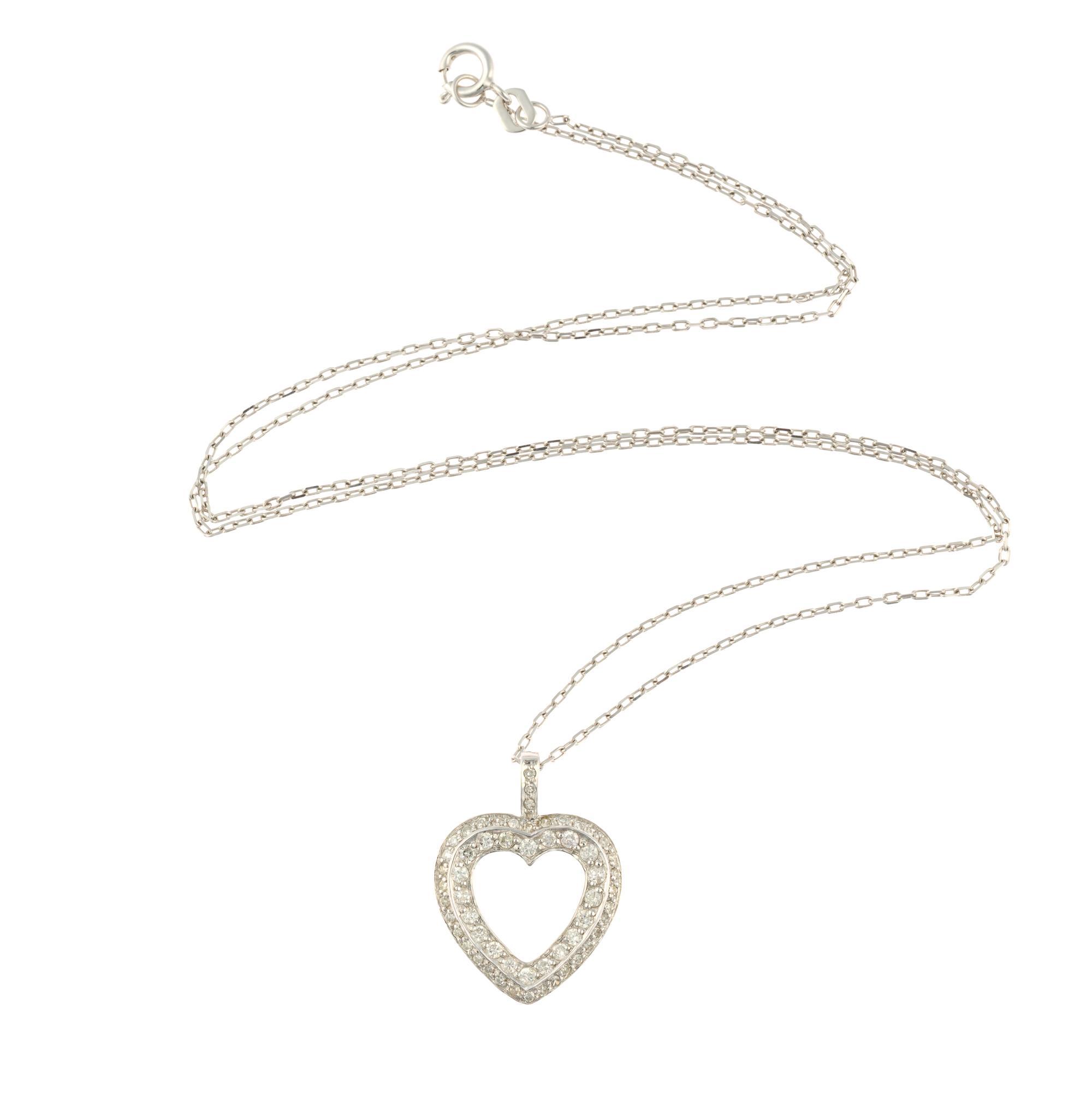 14K White Gold and Diamond Pendant Necklace