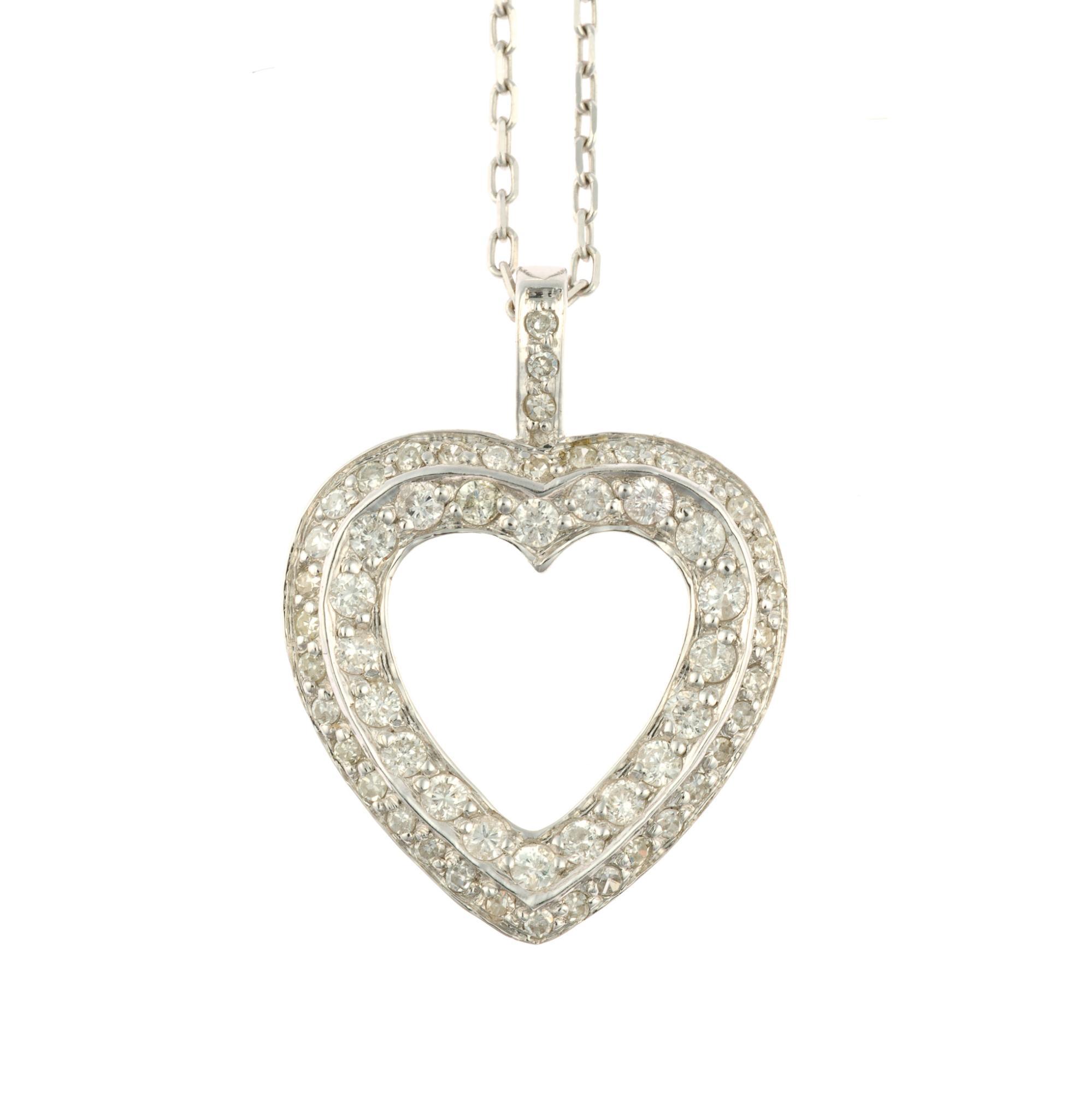 14K White Gold and Diamond Pendant Necklace