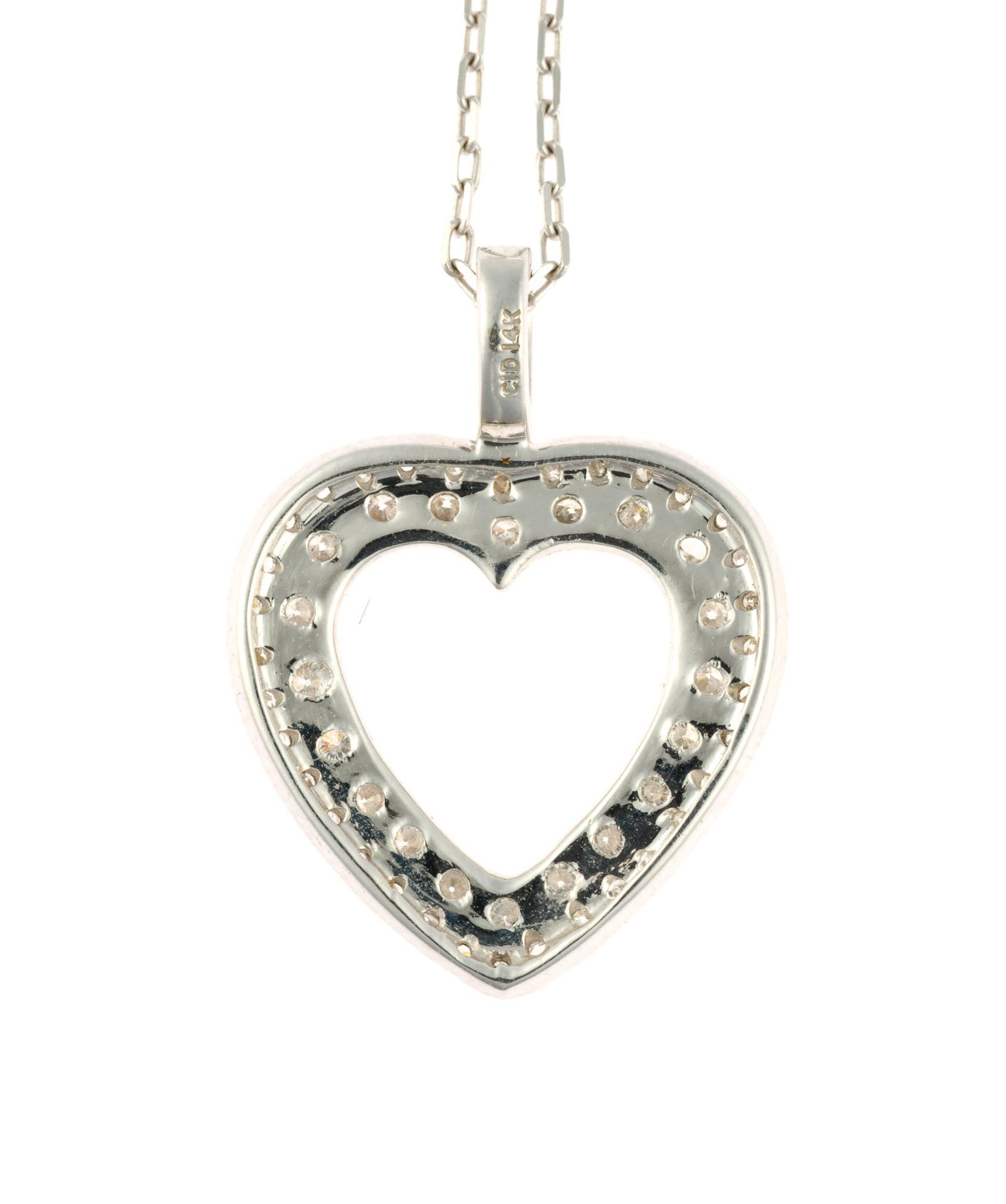 14K White Gold and Diamond Pendant Necklace