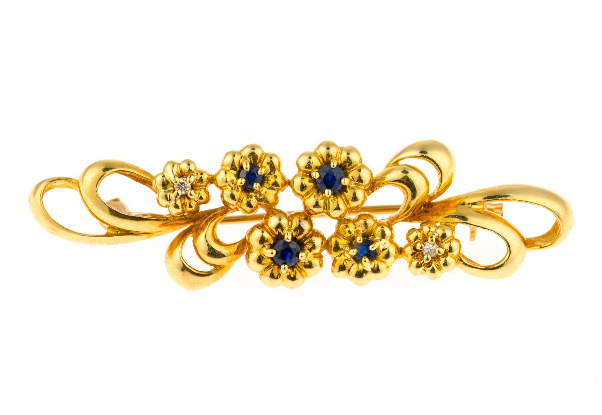 Two 18K Gold Brooches