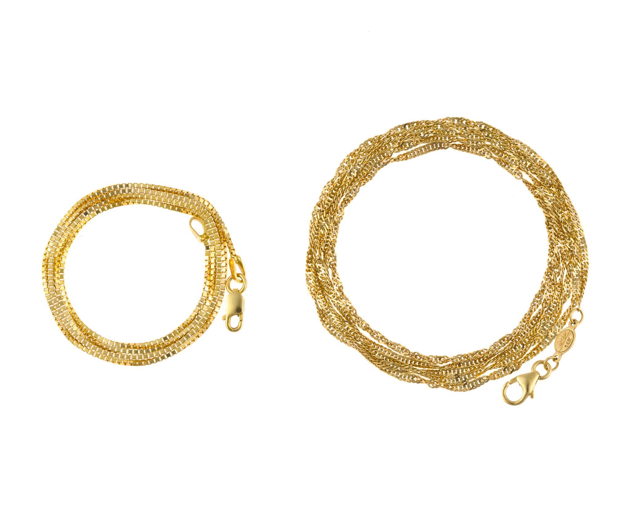 Two 14K Gold Chain Necklaces