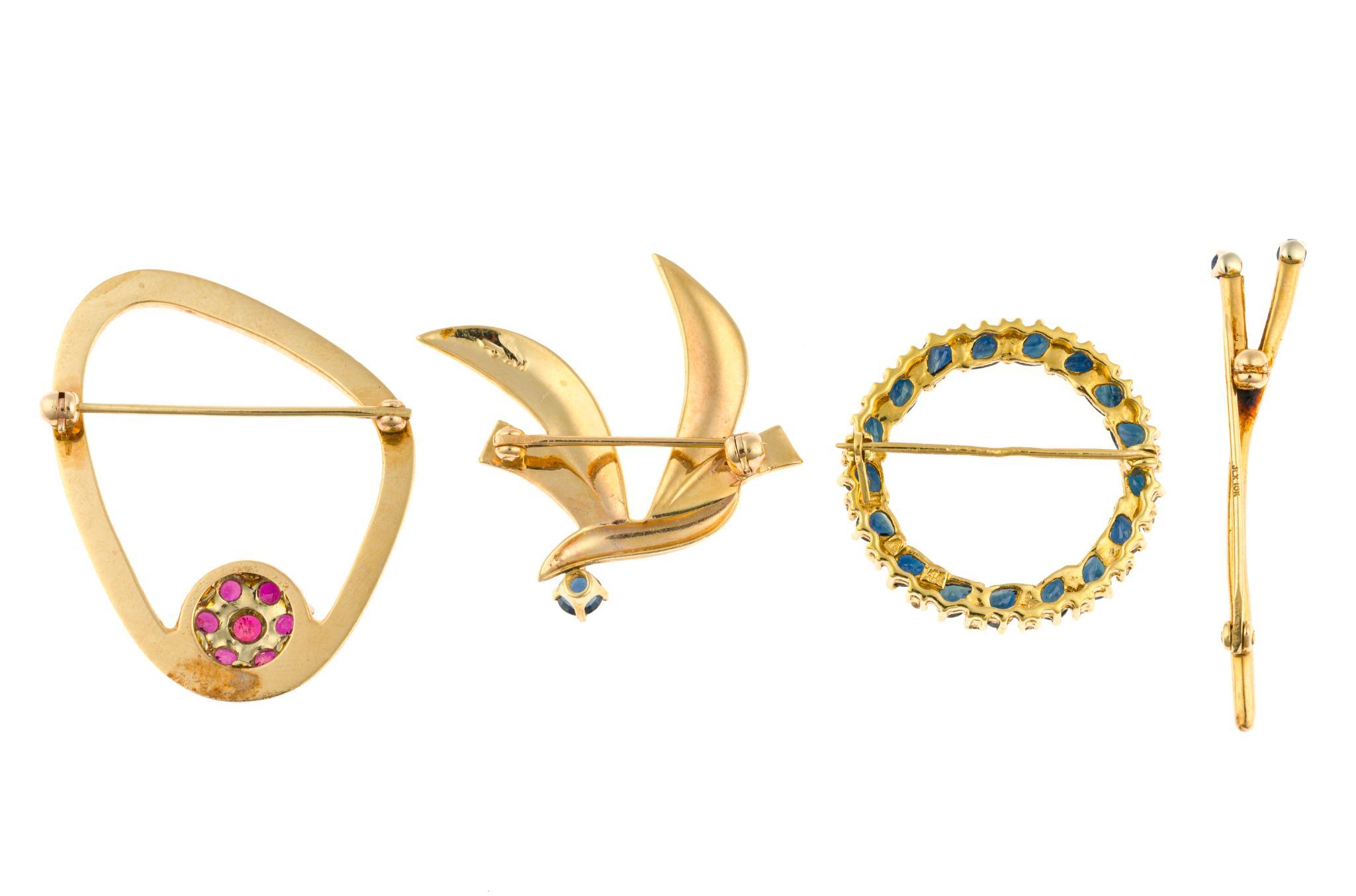 Four 14K Gold Brooches