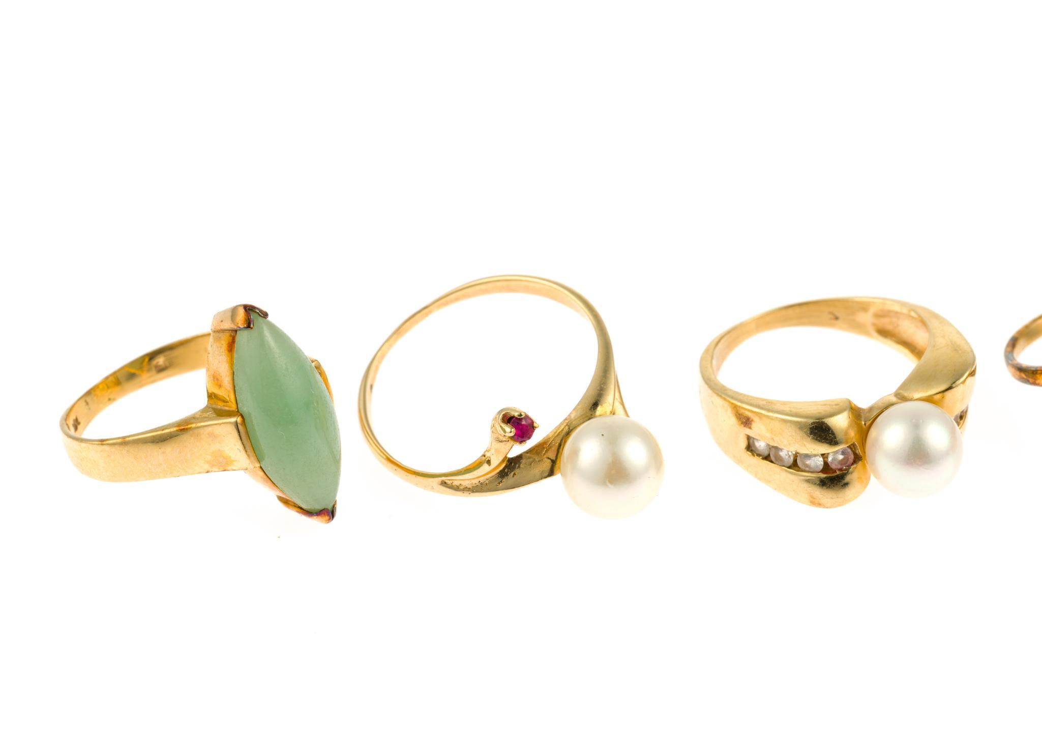 Six 14K Gold and Gemstone Rings