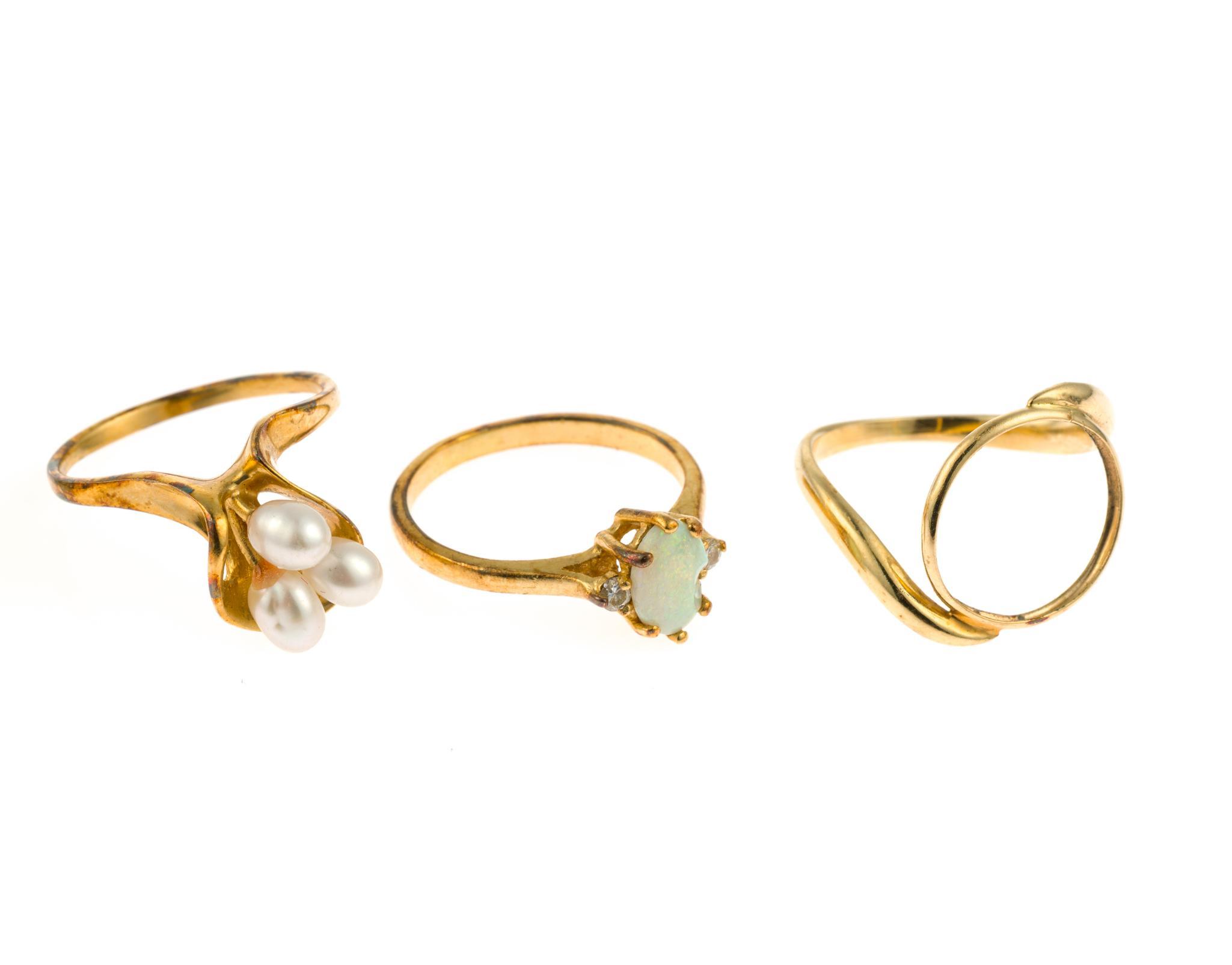 Six 14K Gold and Gemstone Rings