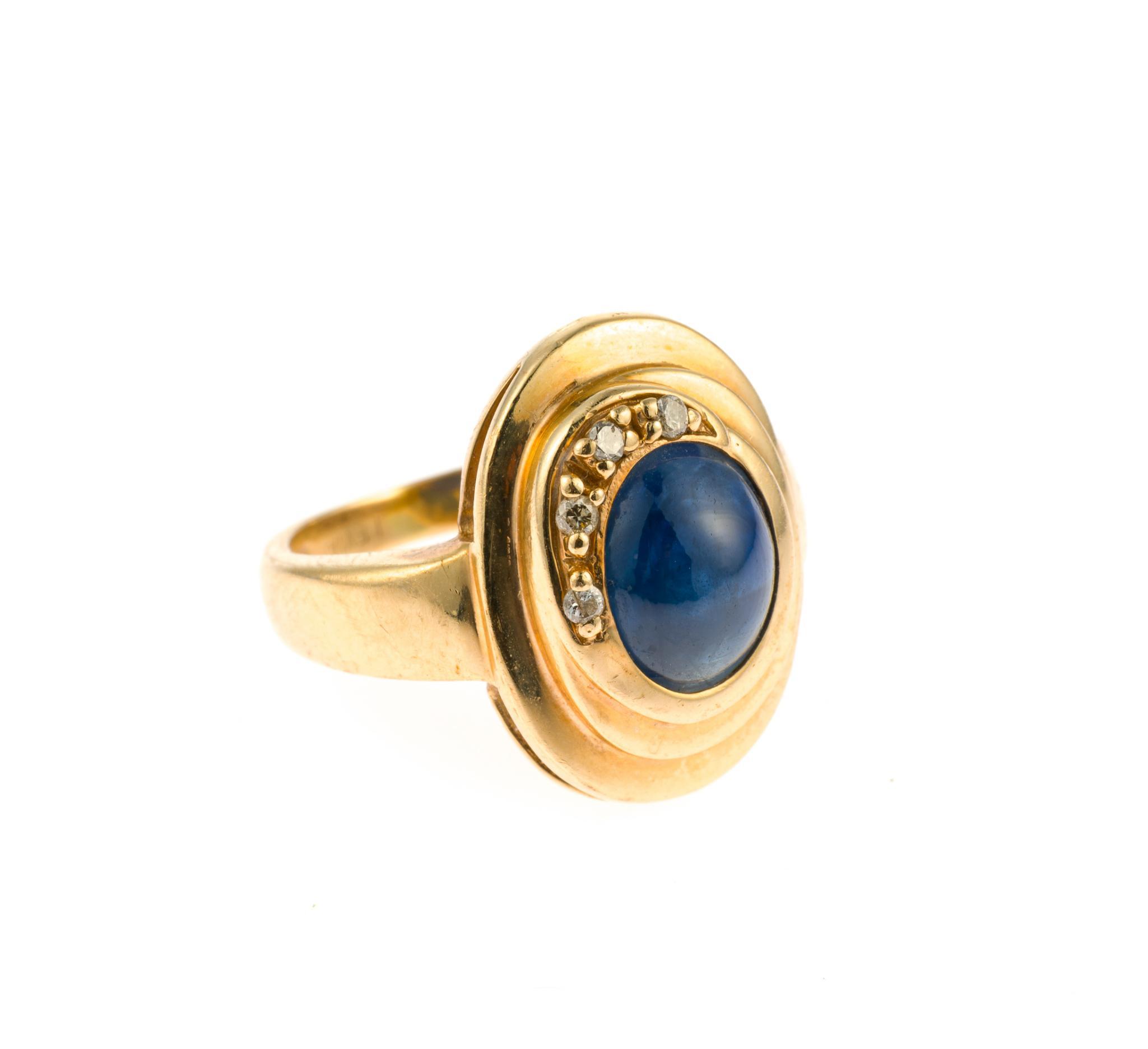 LeVian 14K Gold, Blue Star Sapphire, and Diamond Ring