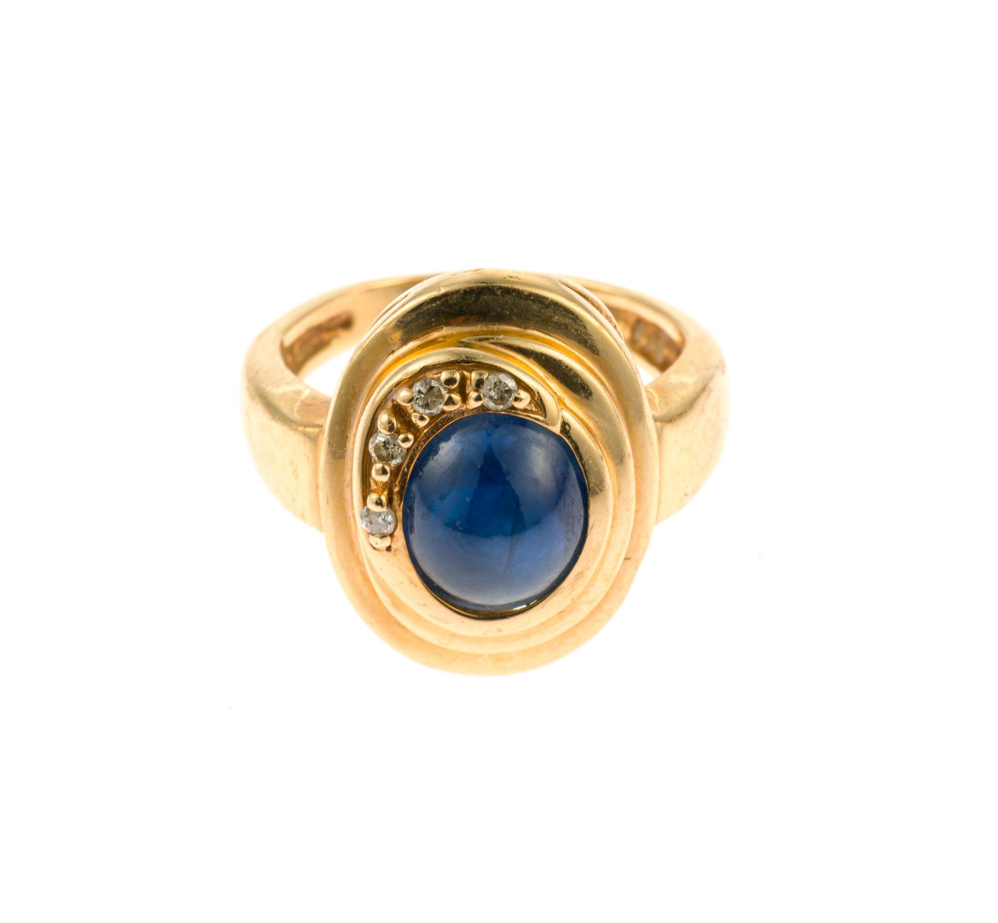 LeVian 14K Gold, Blue Star Sapphire, and Diamond Ring