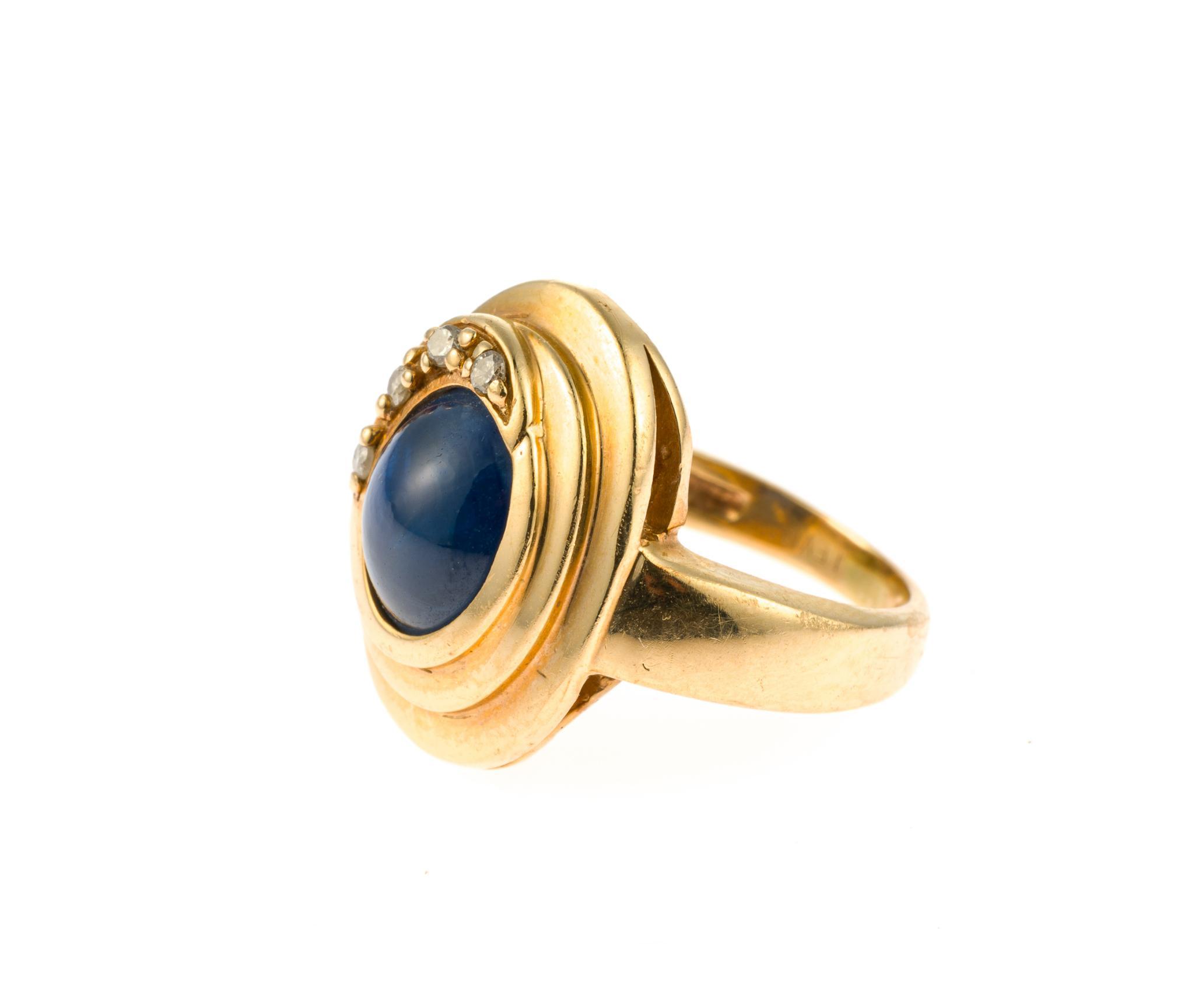 LeVian 14K Gold, Blue Star Sapphire, and Diamond Ring