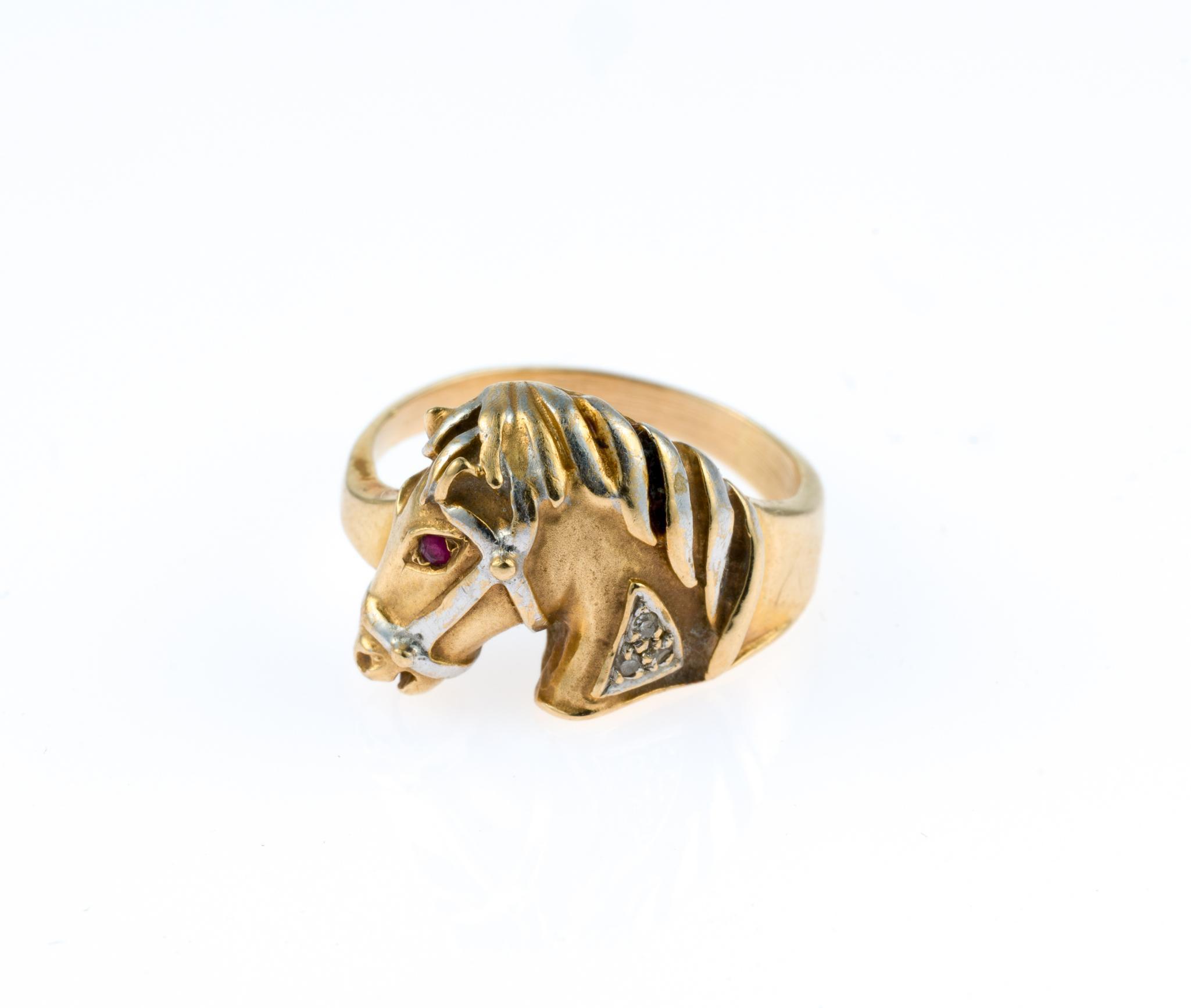 14K Gold Equestrian Cocktail Ring