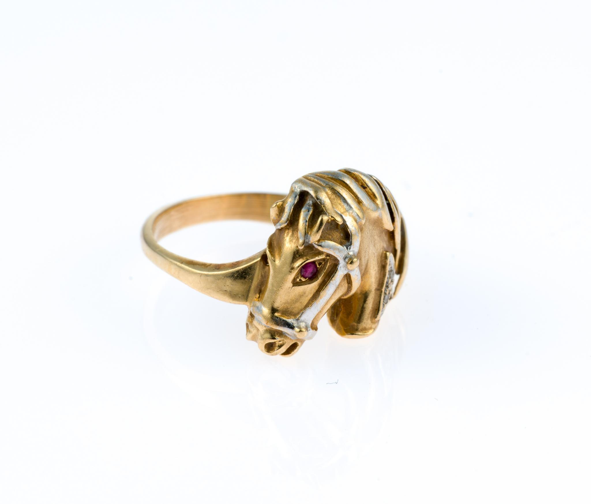 14K Gold Equestrian Cocktail Ring