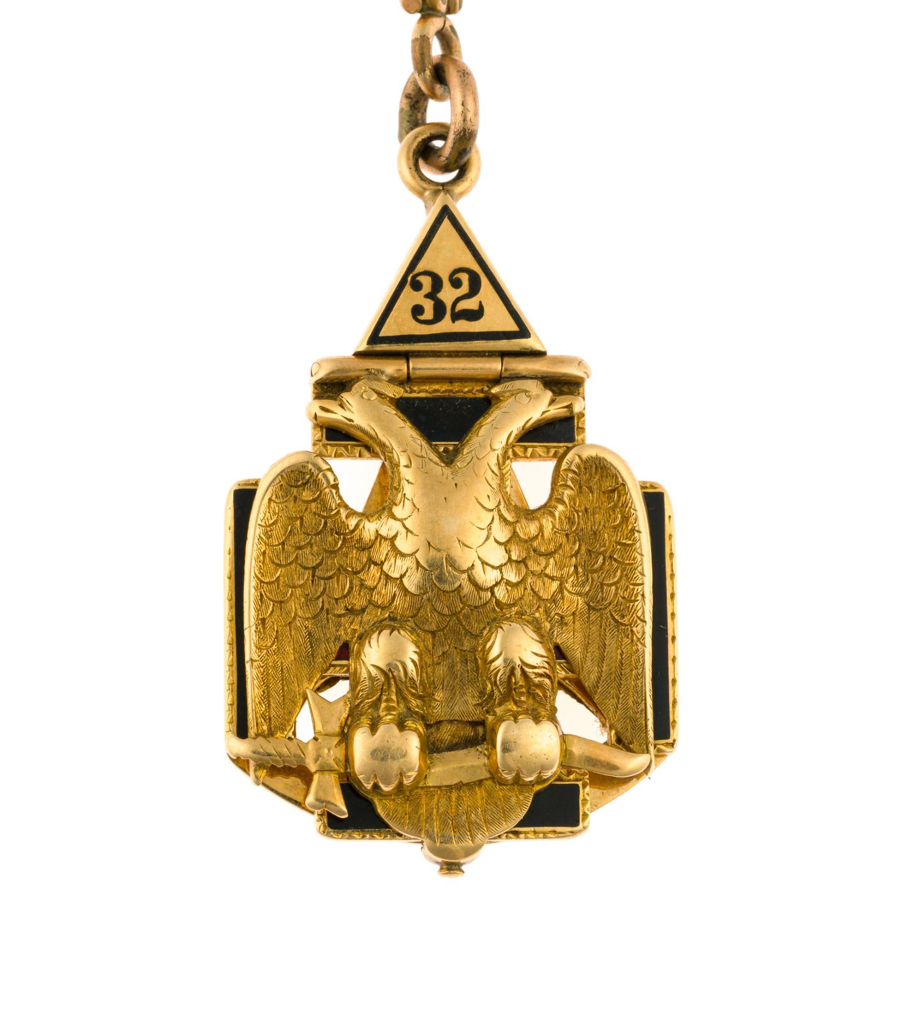 14K Gold Masonic Watch Fob 32nd Degree