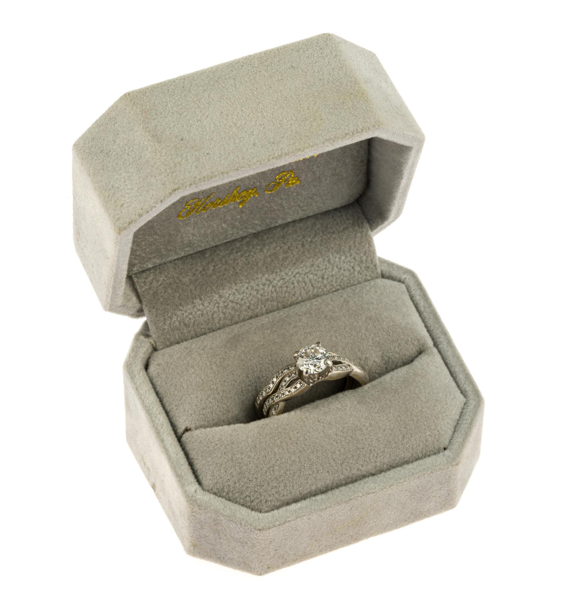 14K Gold and 1.19 CTW Diamond Wedding Set w/ GIA Report