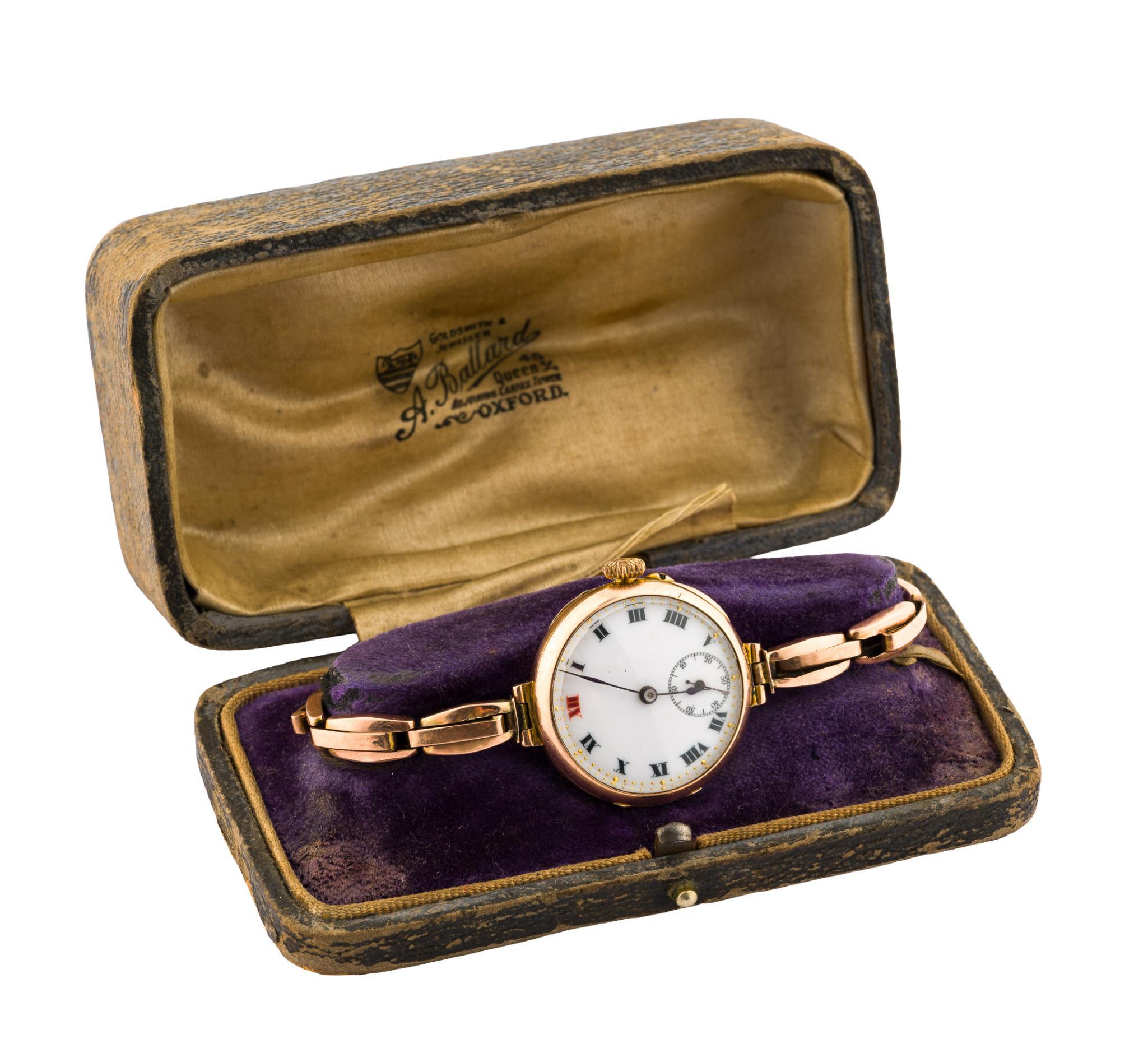 9K Rose Gold Antique Swiss Wrist Watch