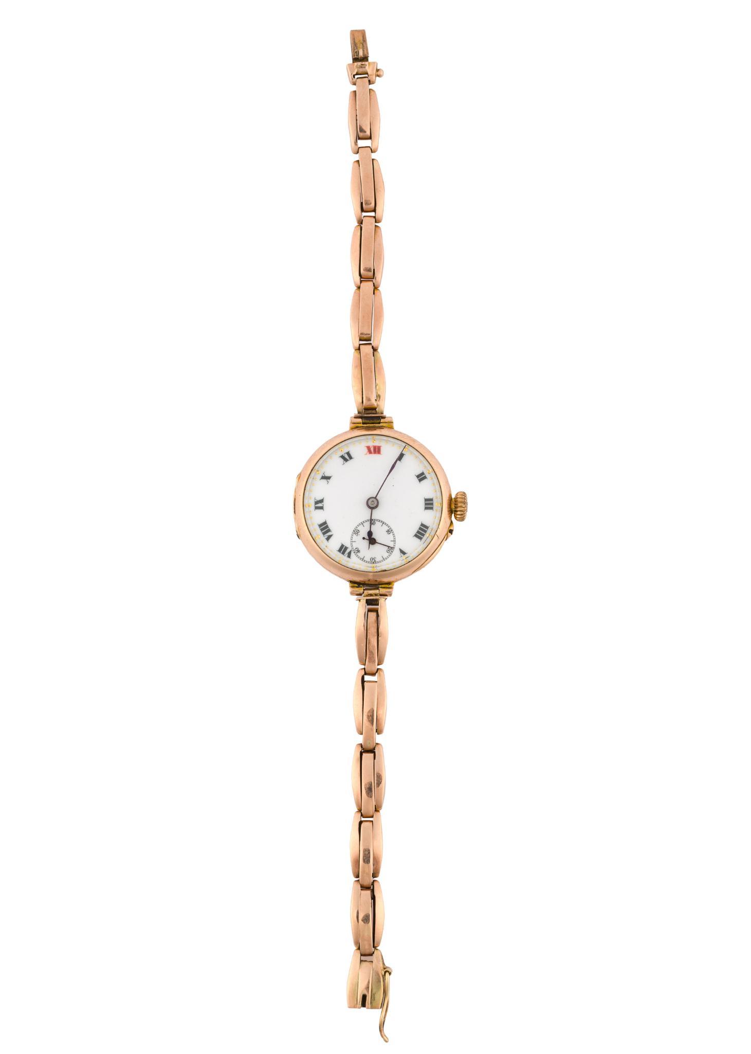 9K Rose Gold Antique Swiss Wrist Watch